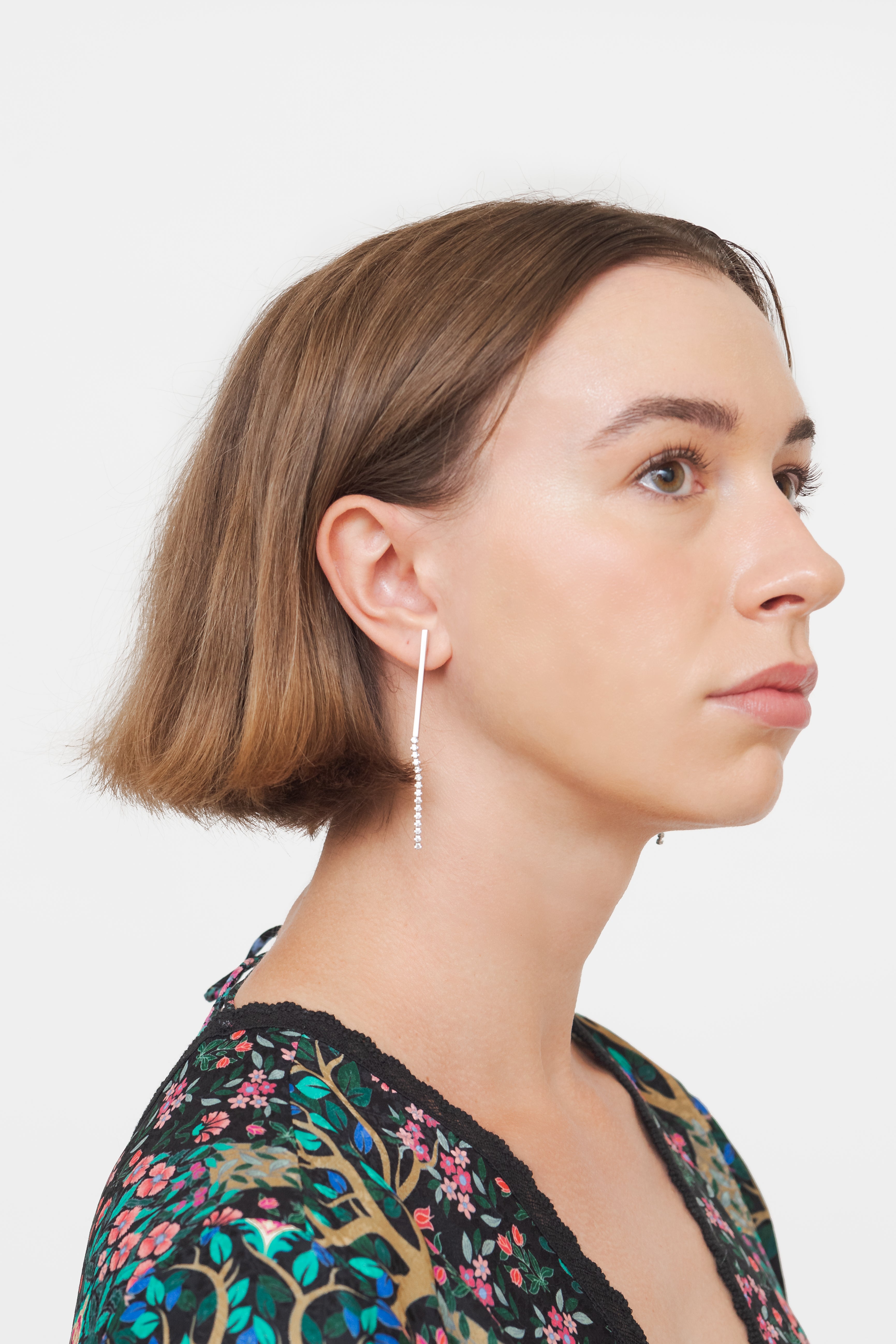 Edwige Silver Crystal Drop Earrings