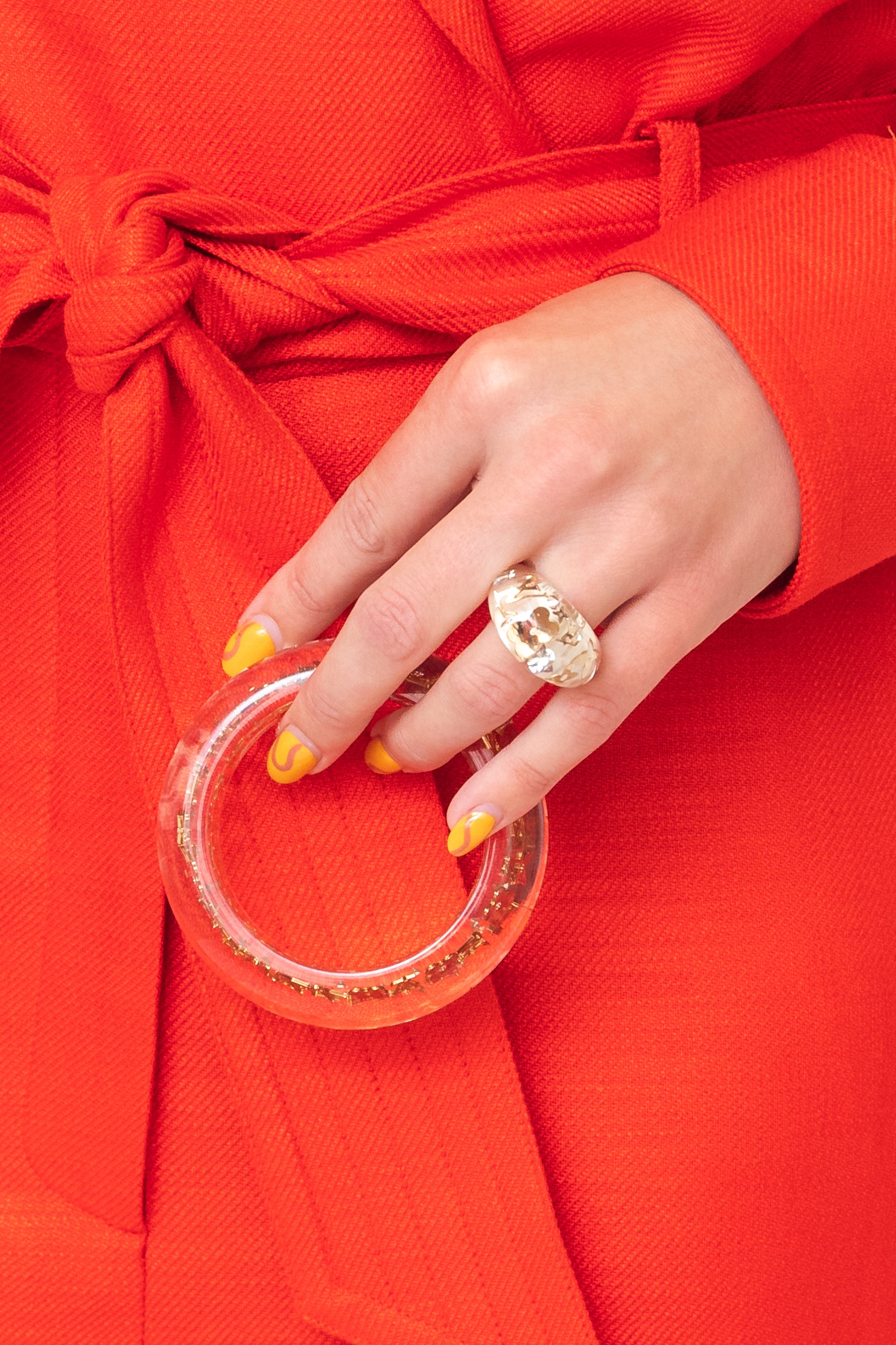 Clear Gold Monogram Inclusions Ring