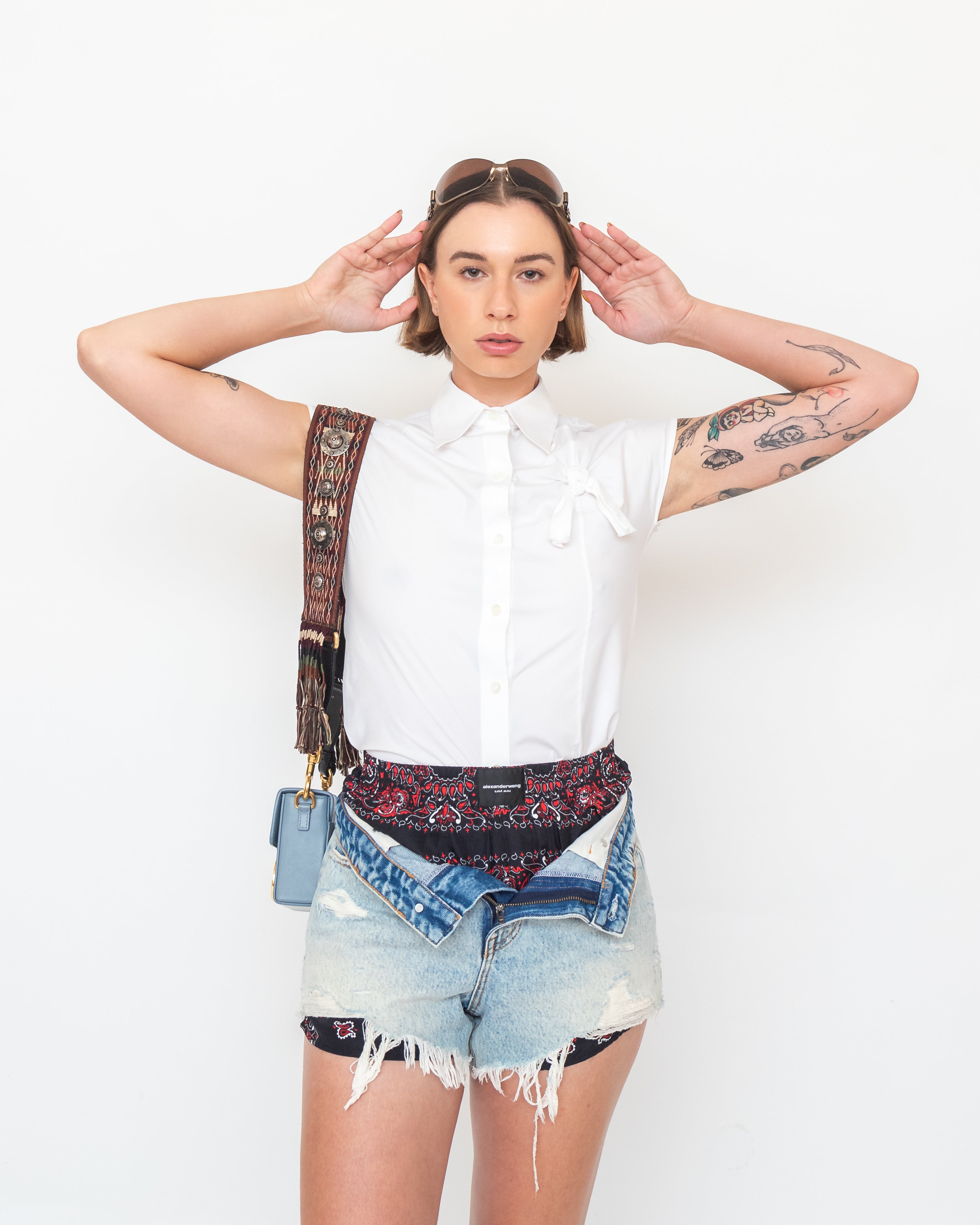 Bandana Denim Shorts