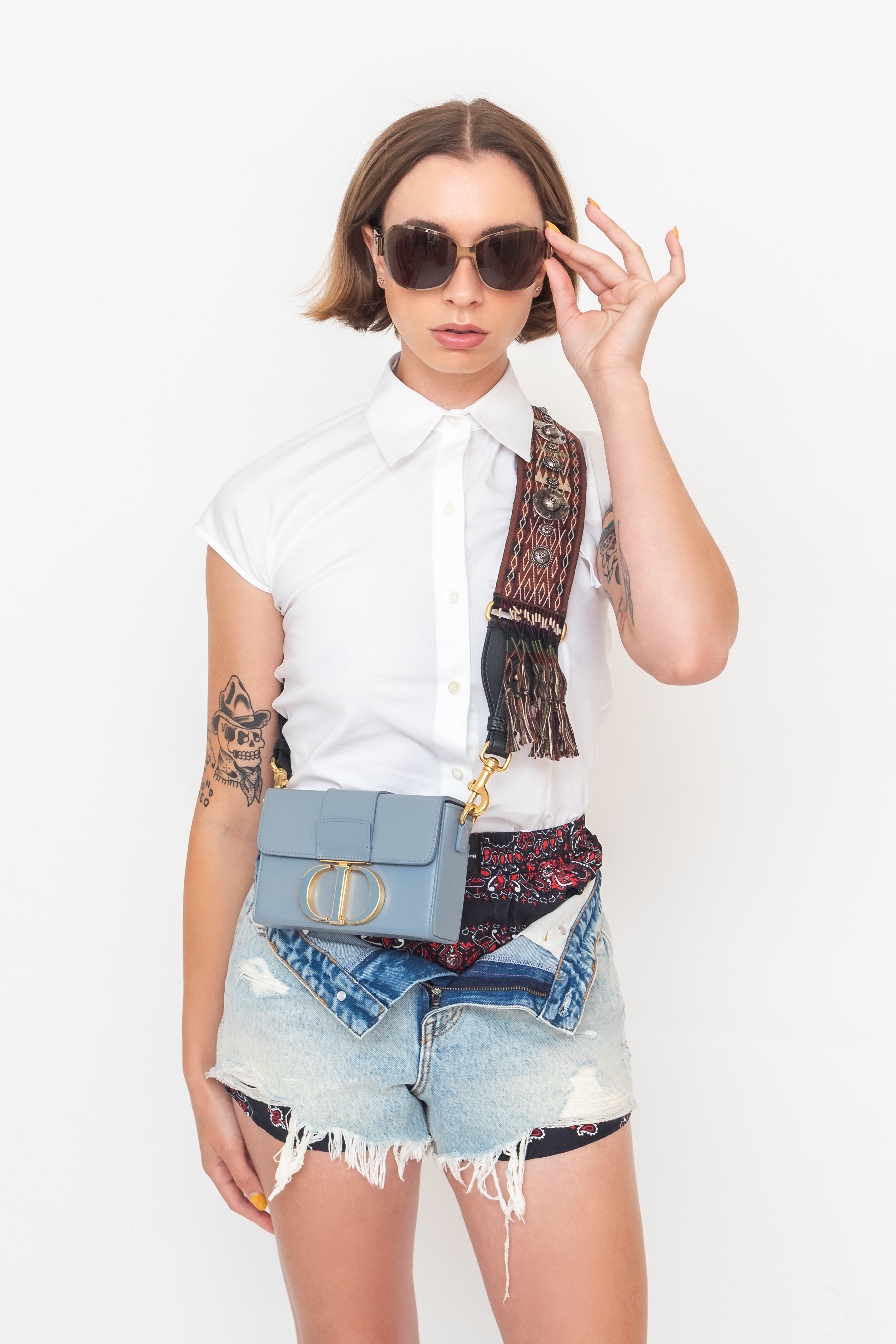 Brown Wire Shield Sunglasses