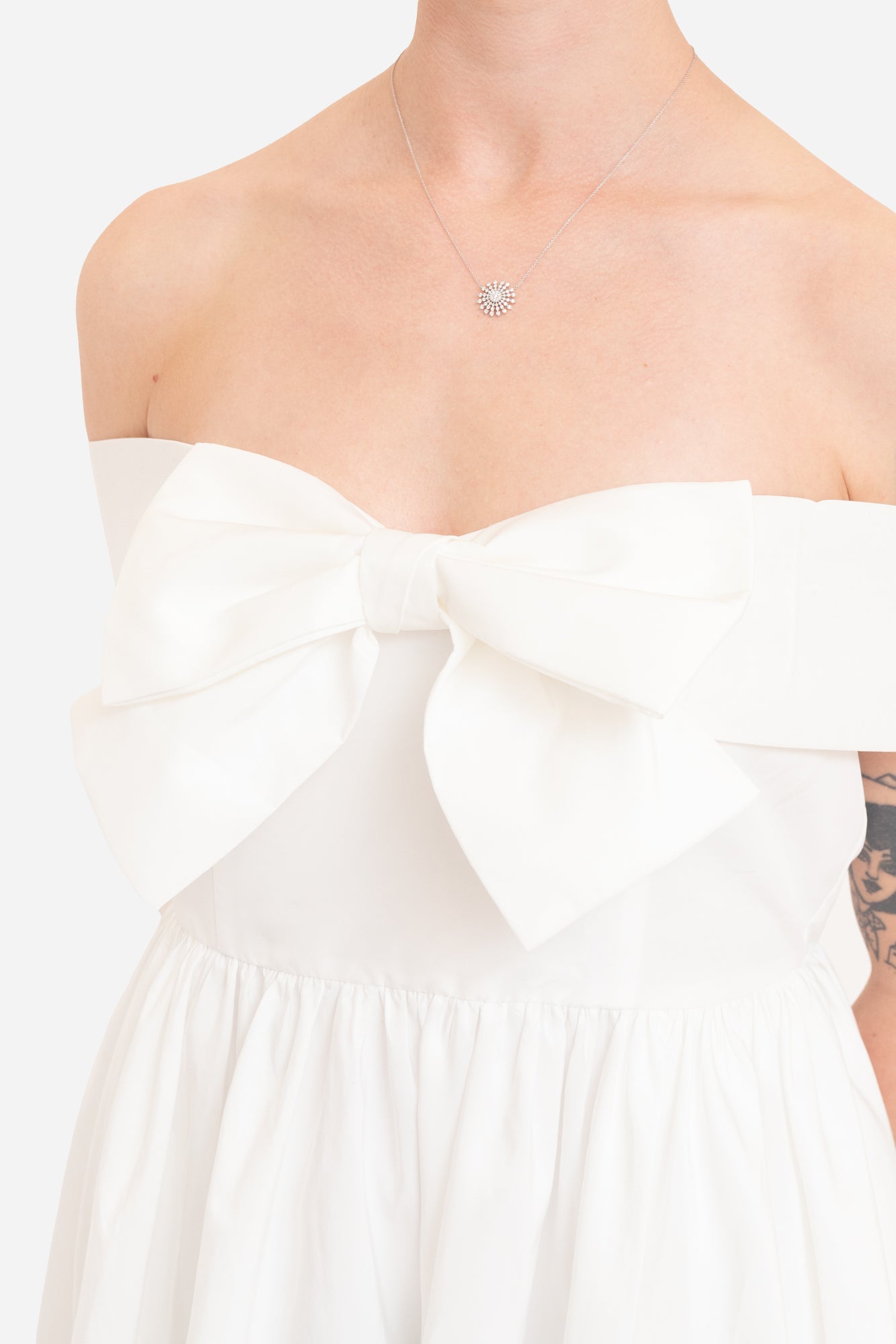 White Off Shoulder Bow Dress