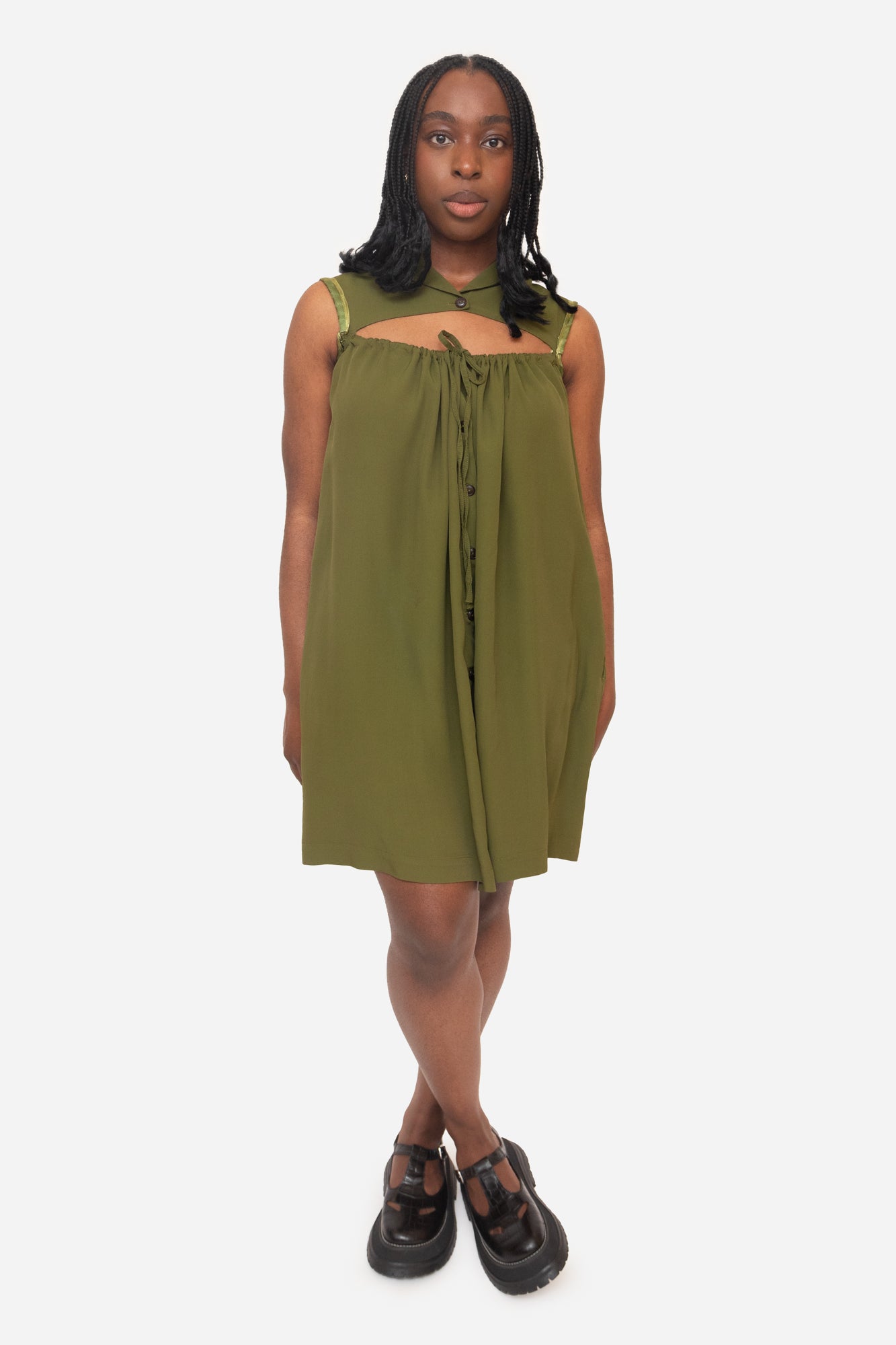 Green button up dress hotsell