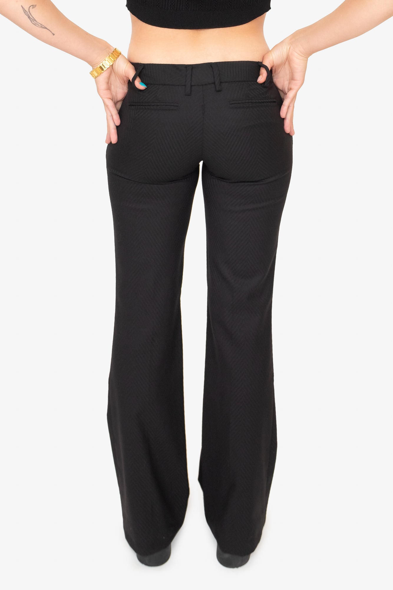 Black Tuxedo Chevron Dress Pant