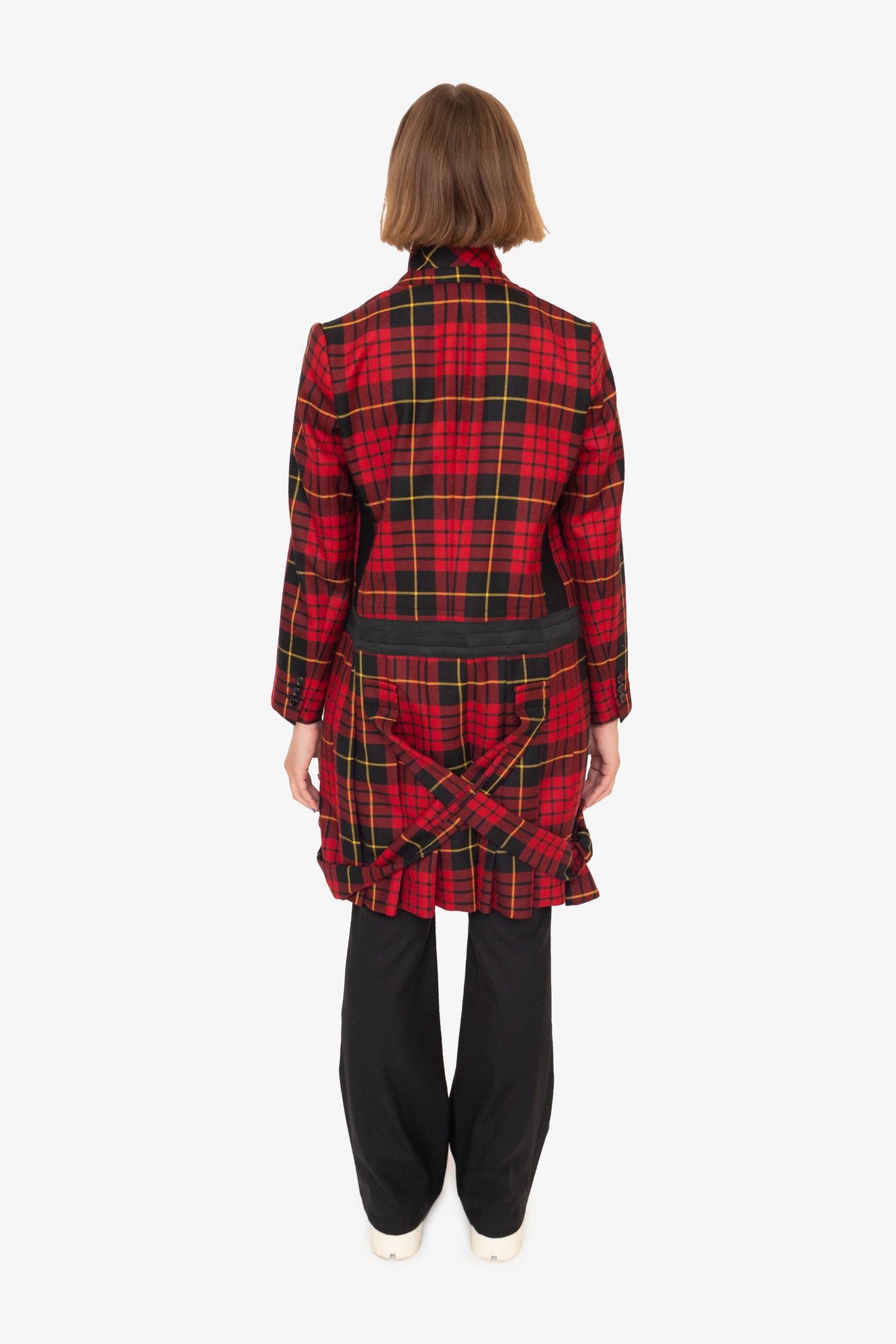 Red Plaid Full Length Jacket