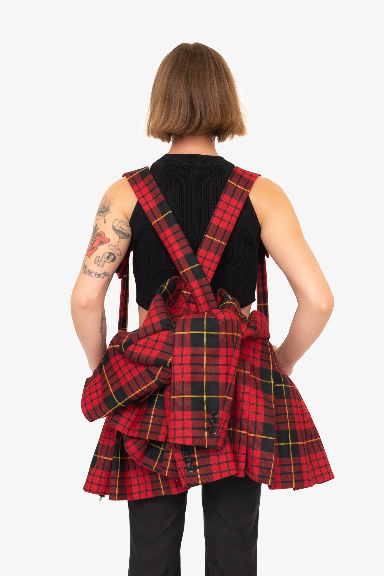 Red Plaid Full Length Jacket
