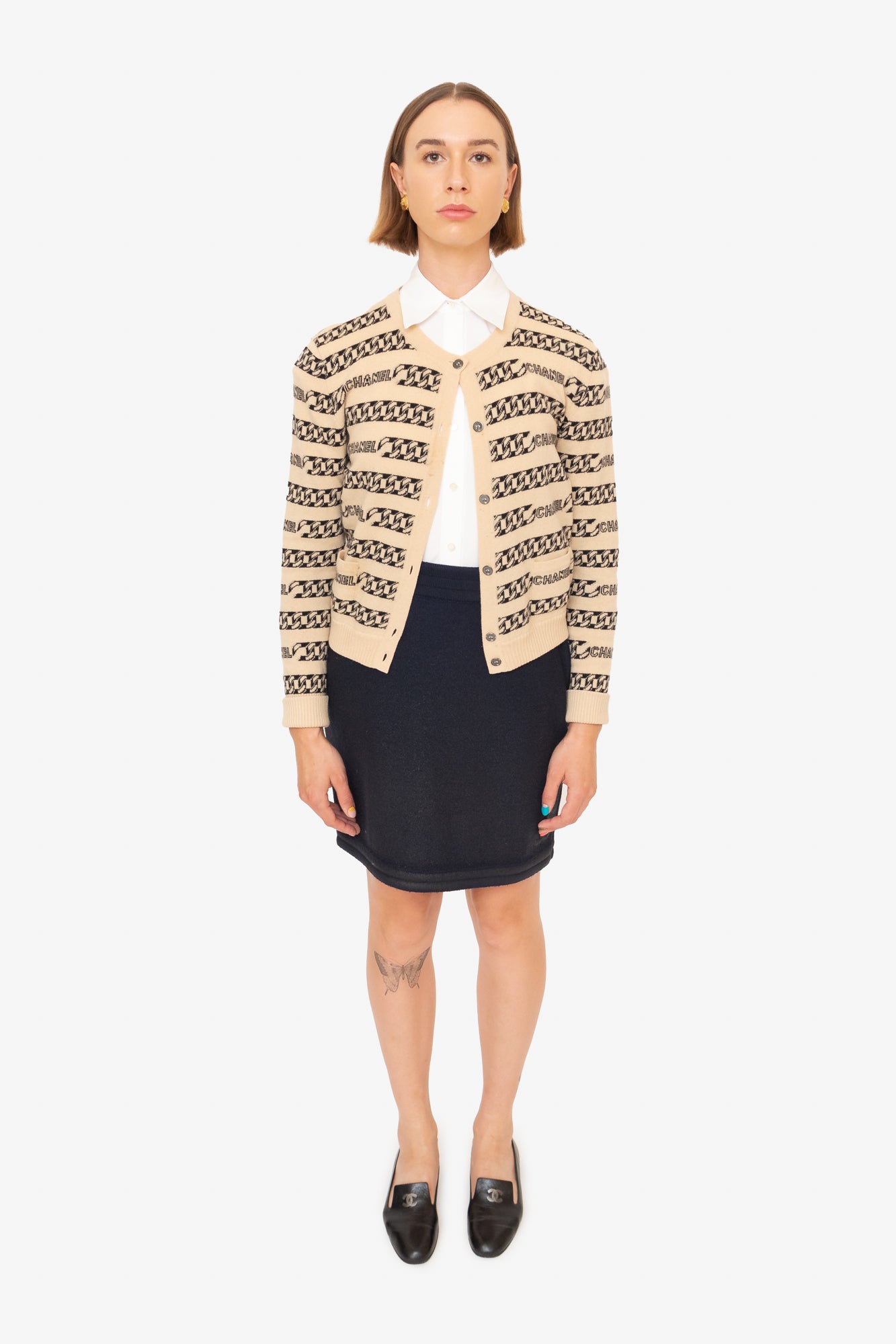 Navy CC Logo Knitted Mini Skirt