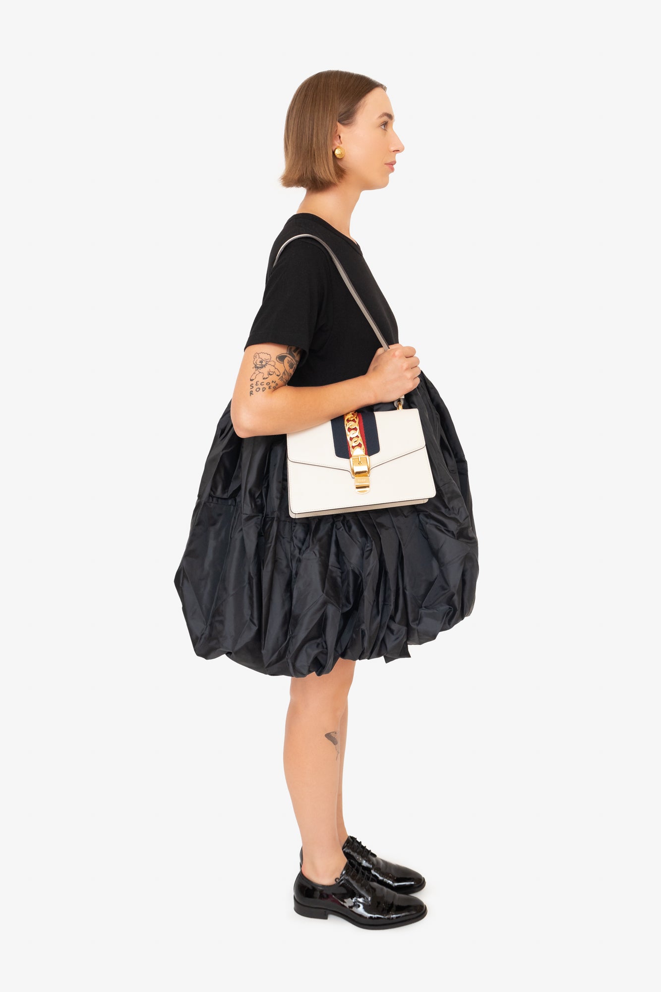 Black Puff Midi Dress