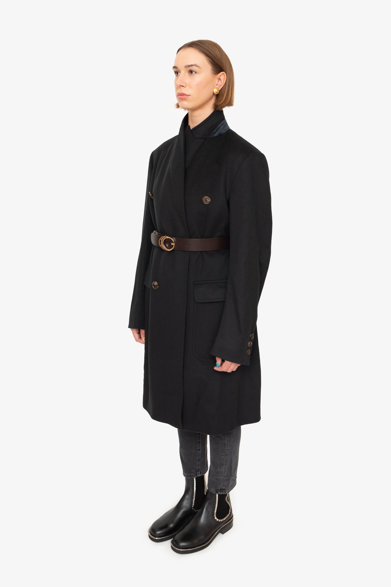 Black Wool Trench Coat