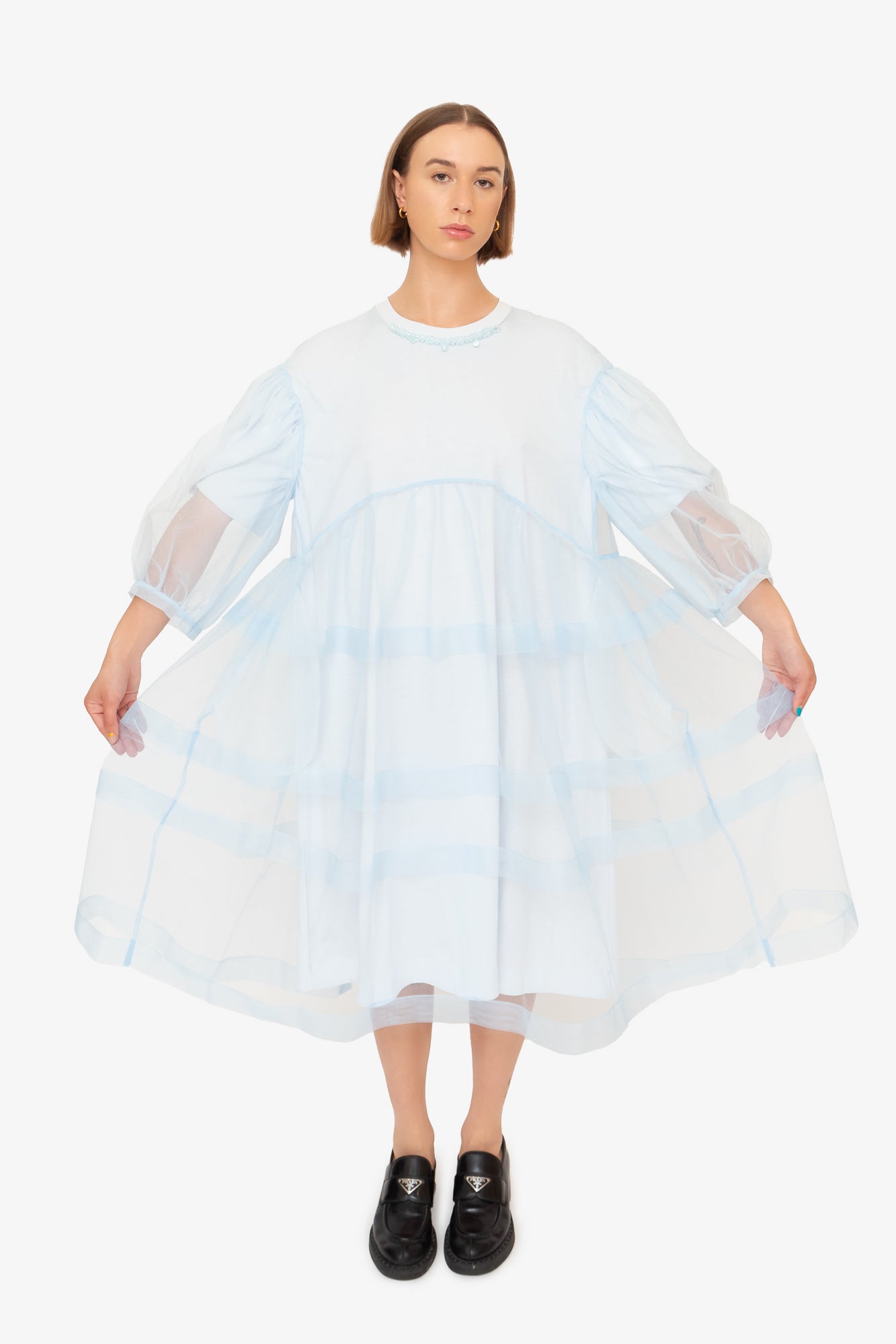 Sky Blue Tiered Midi Dress