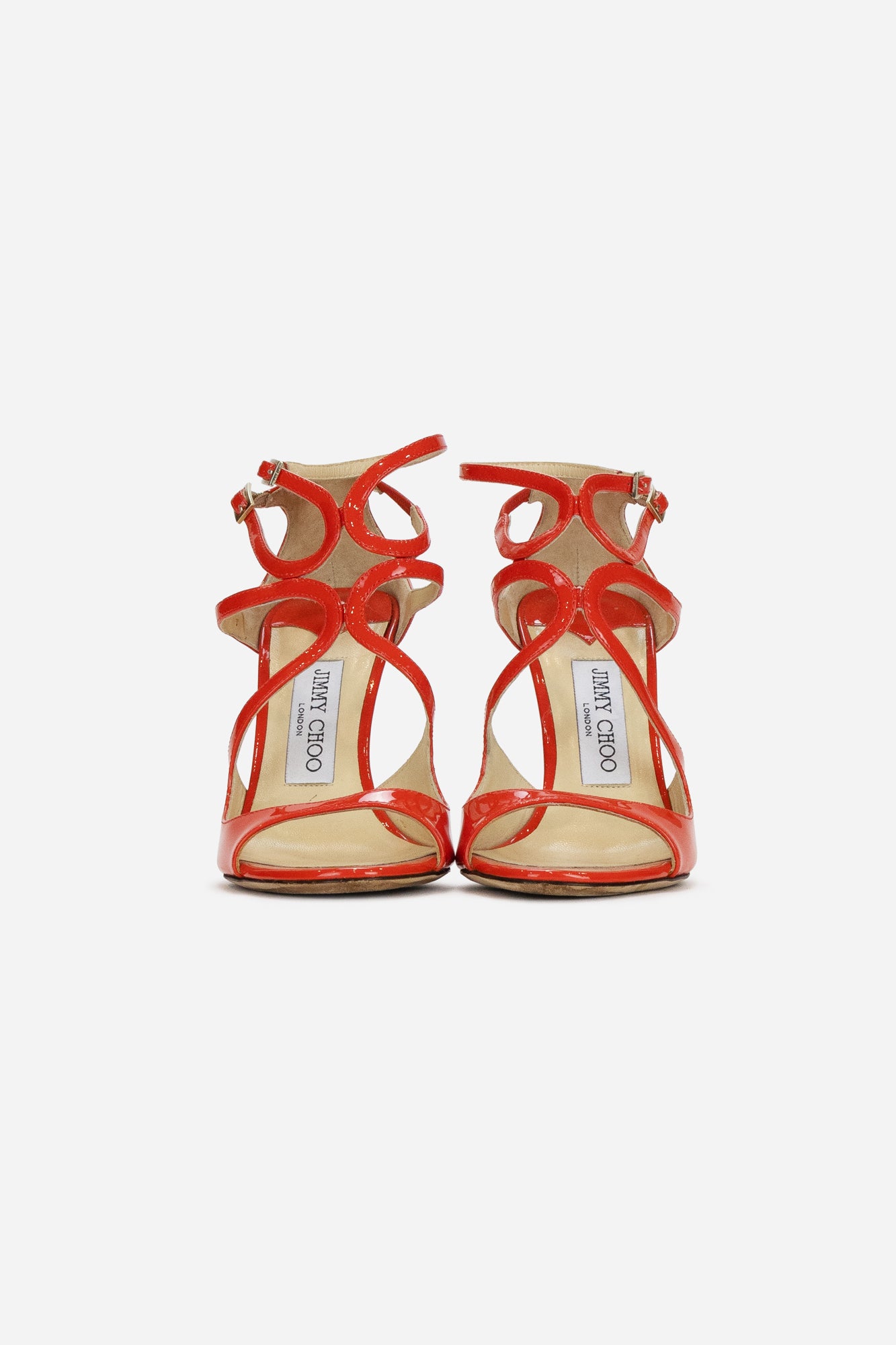 Orange Patent Leather Lance Strappy Sandals