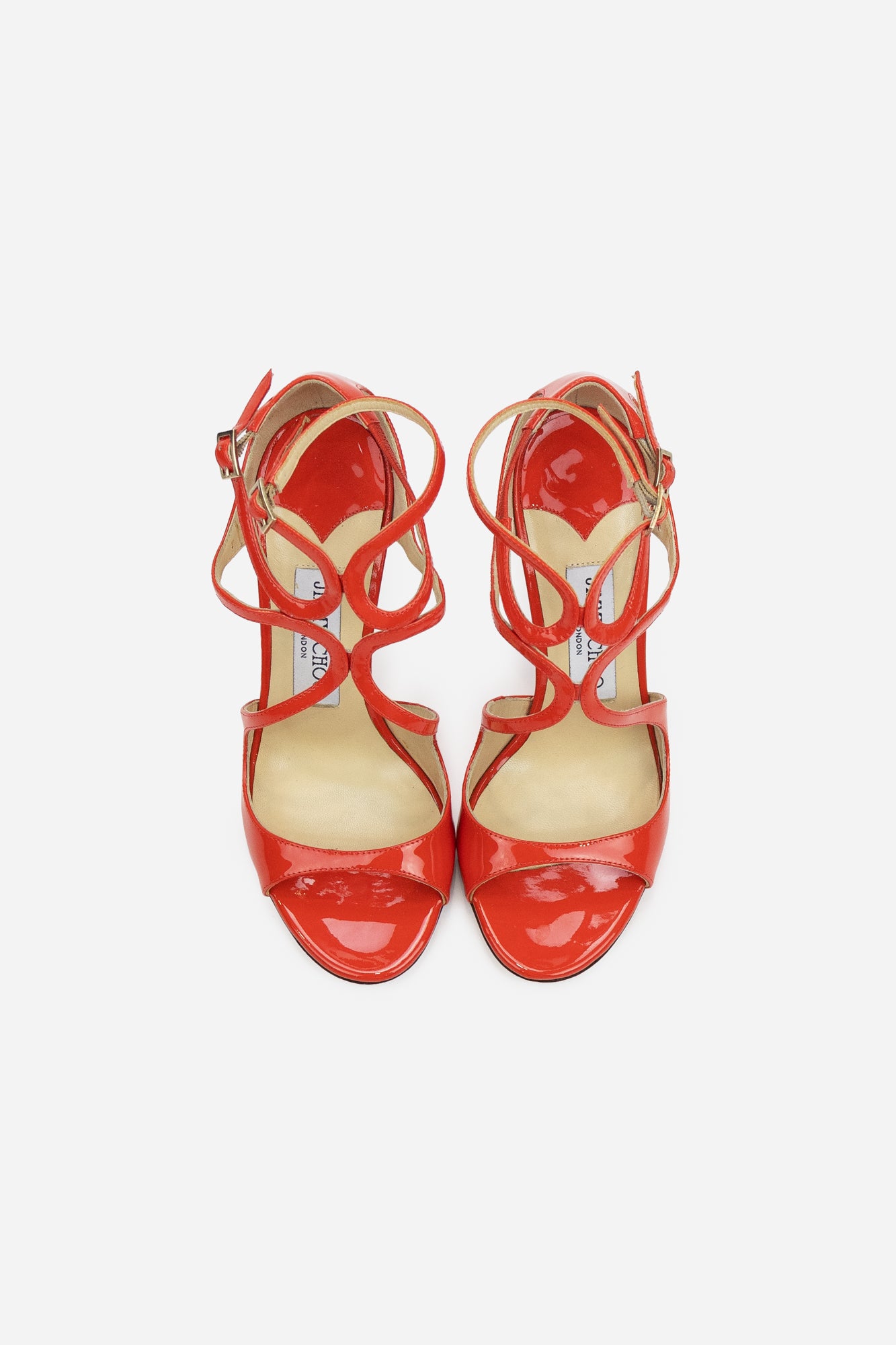 Orange Patent Leather Lance Strappy Sandals
