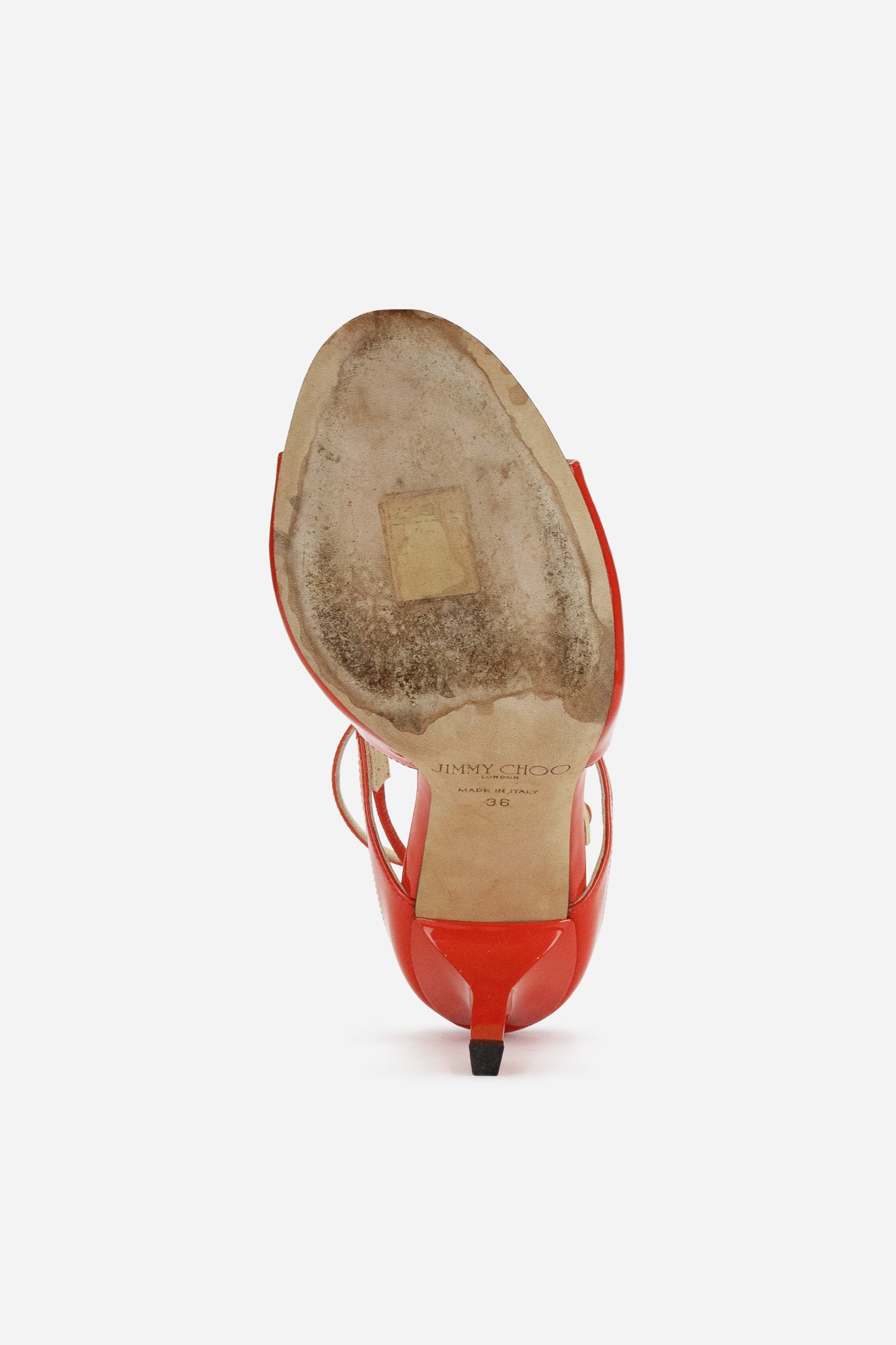 Orange Patent Leather Lance Strappy Sandals