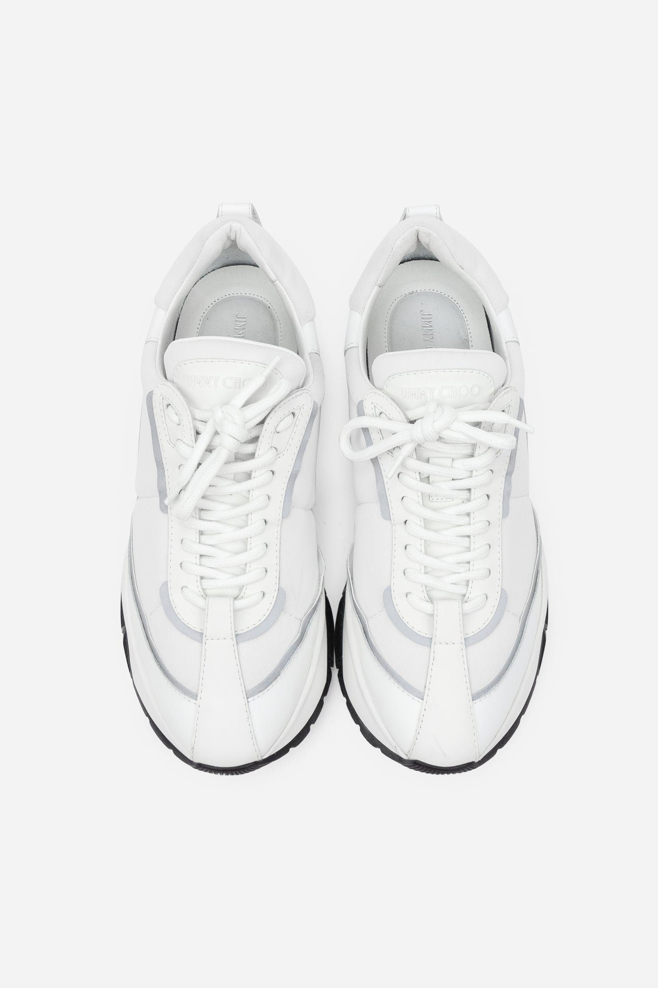 White and Black Logo Raine Low-Top Sneakers