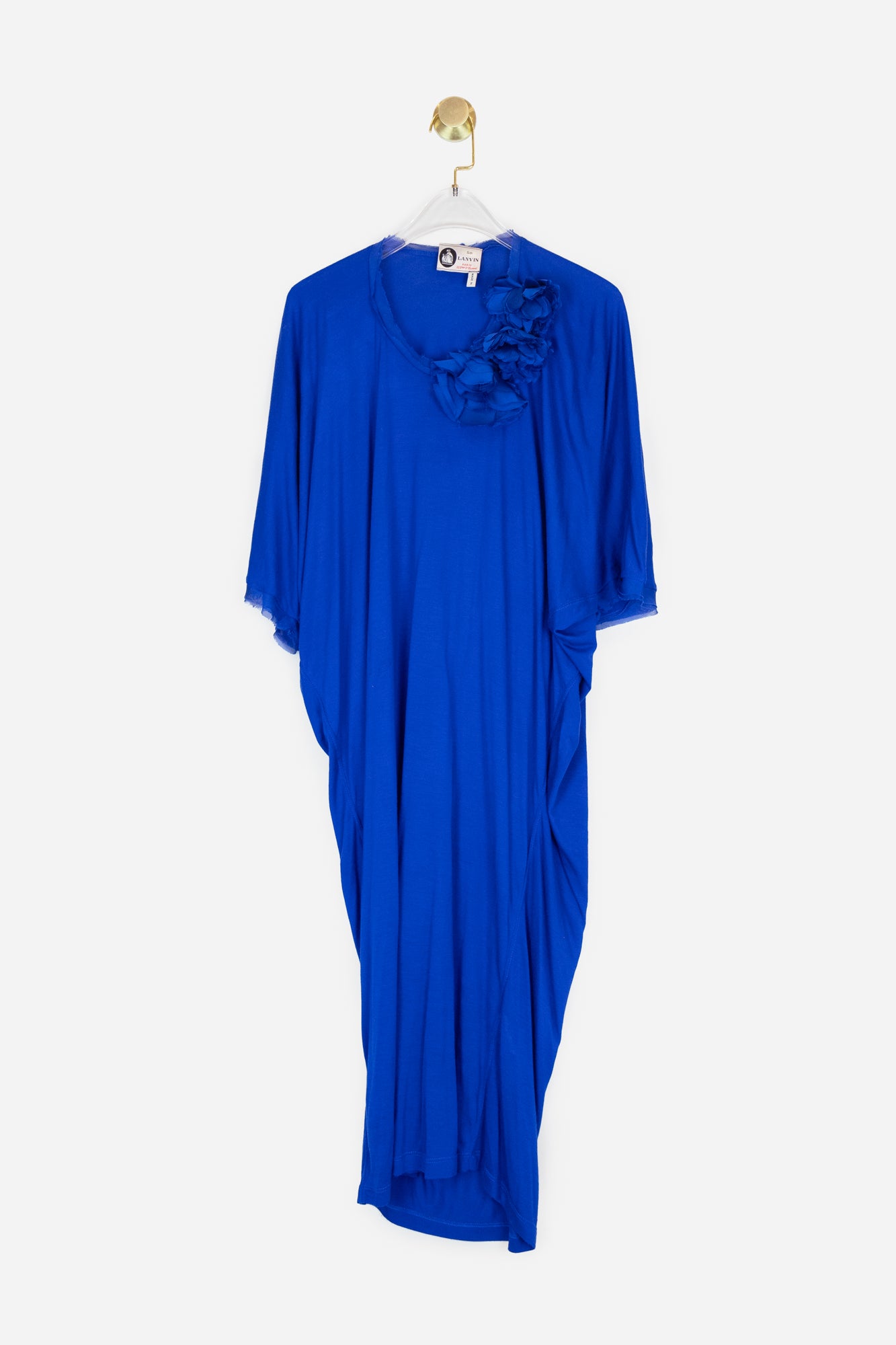 Royal Blue Shirt Dress with Floral Detail