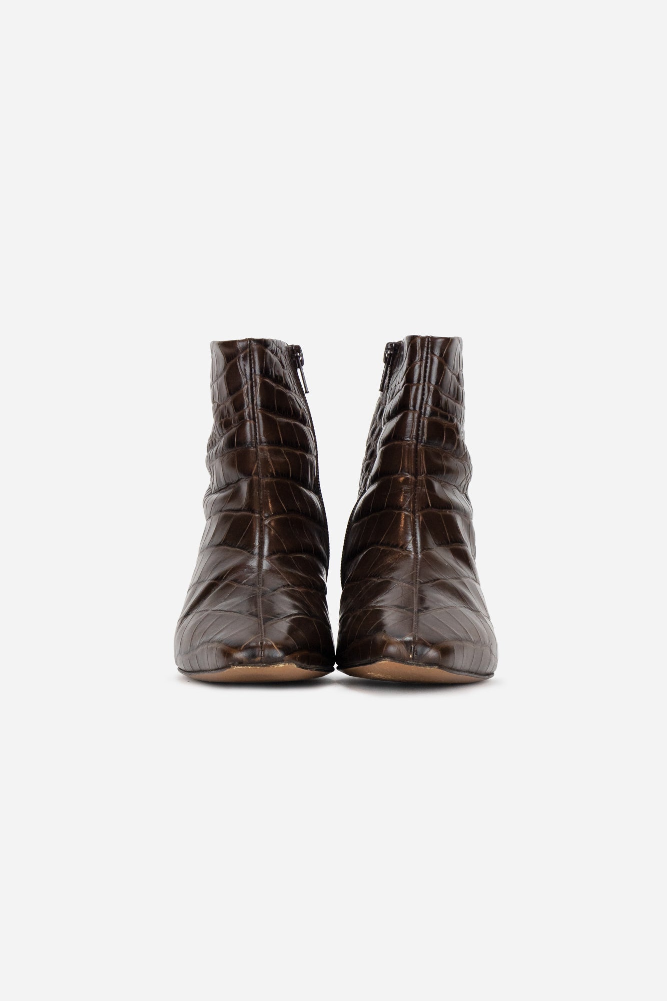 Brown snake print ankle boots