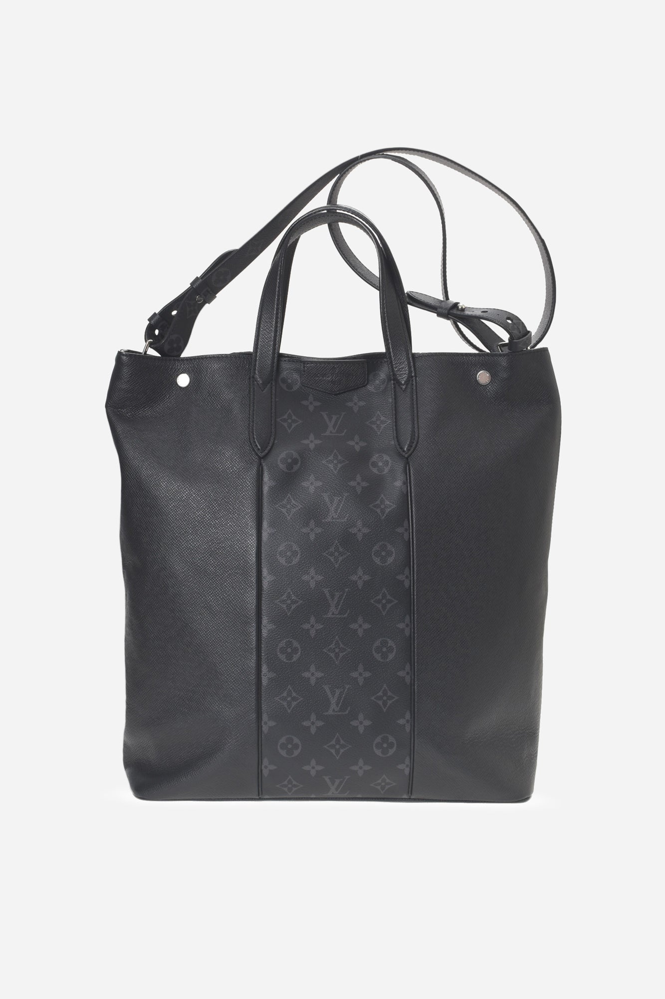 Black Coated Canvas Monogram City Tote