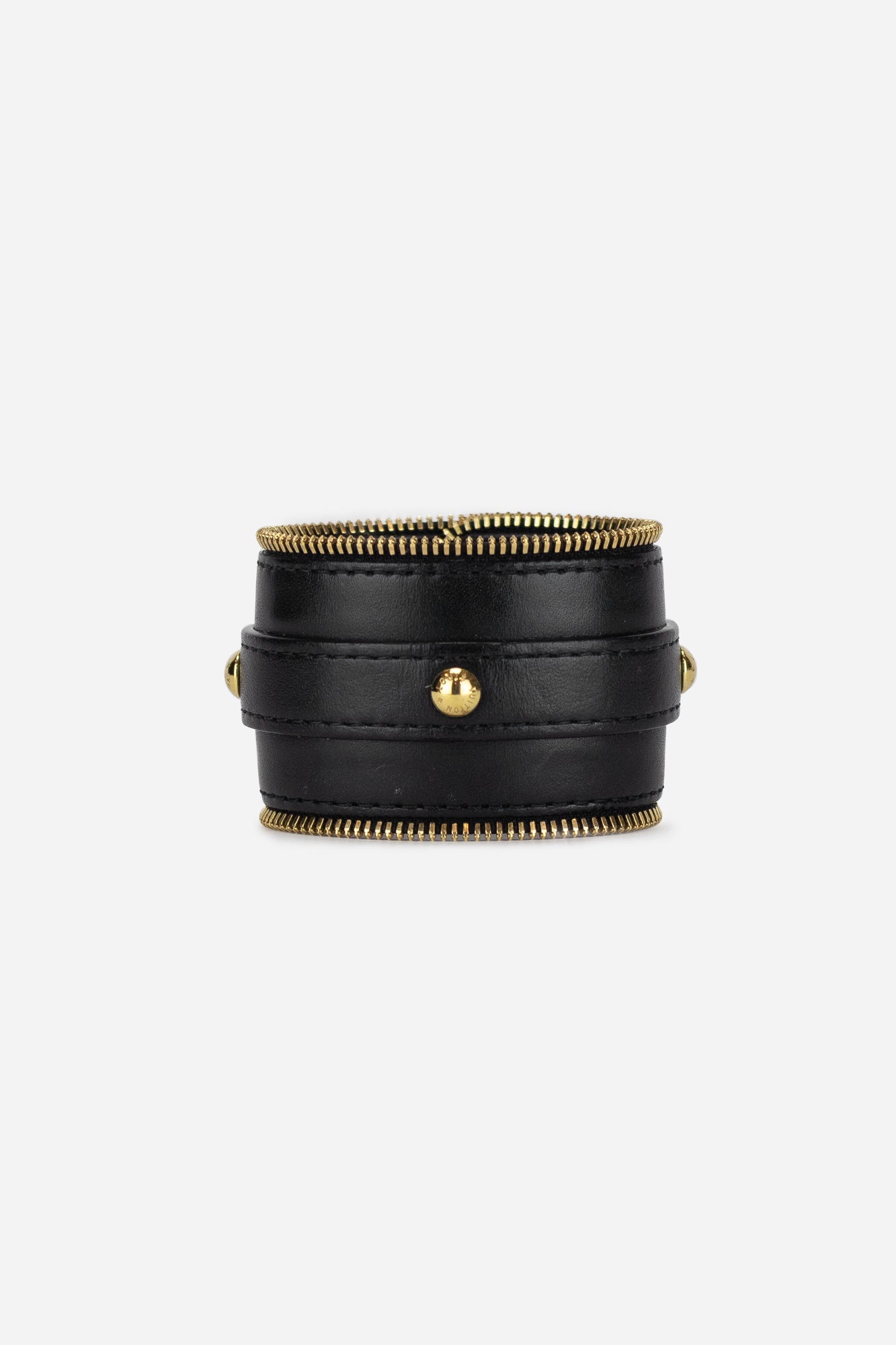 Black Leather Zippy Cuff Bracelet
