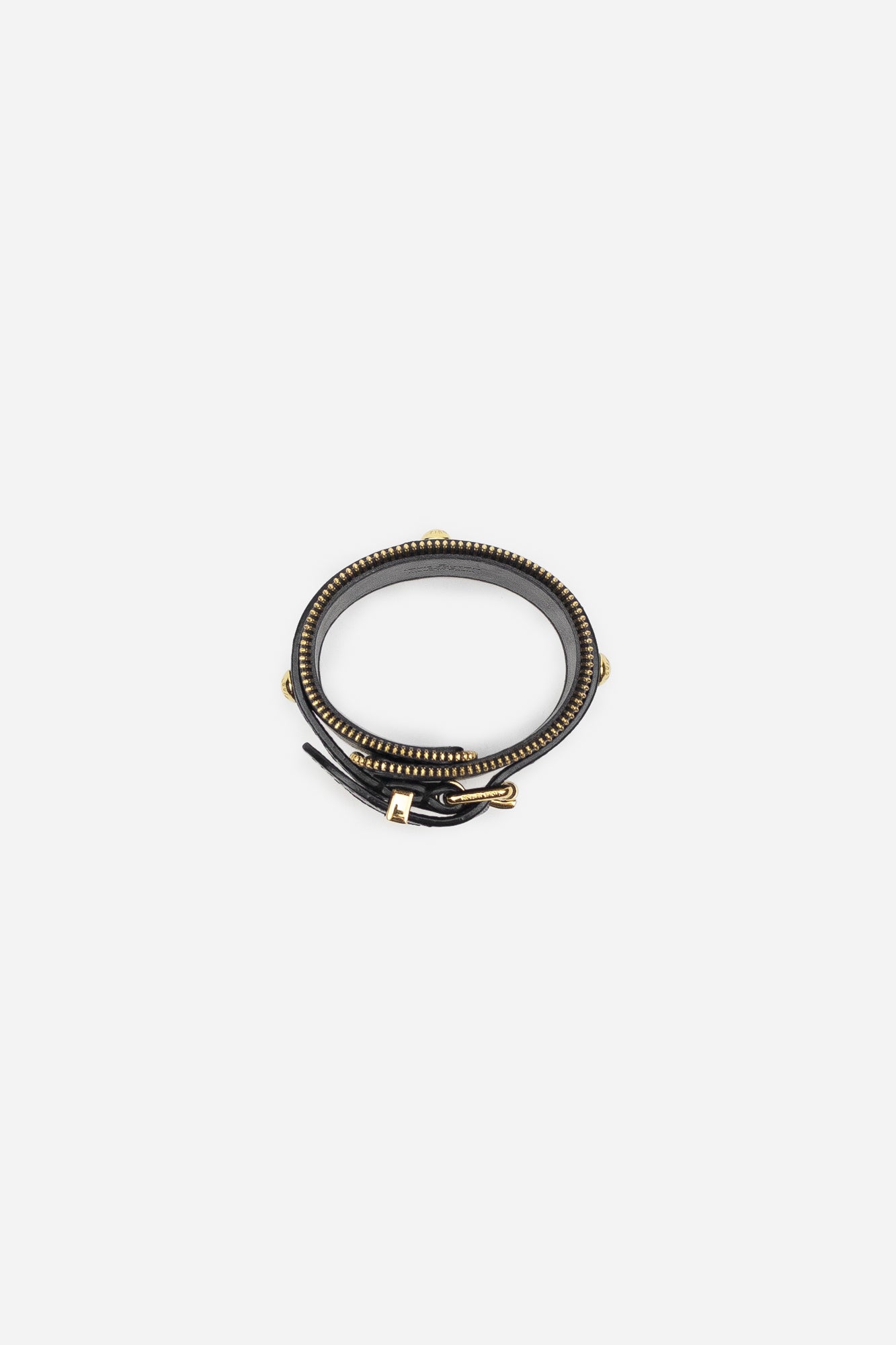 Black Leather Zippy Cuff Bracelet