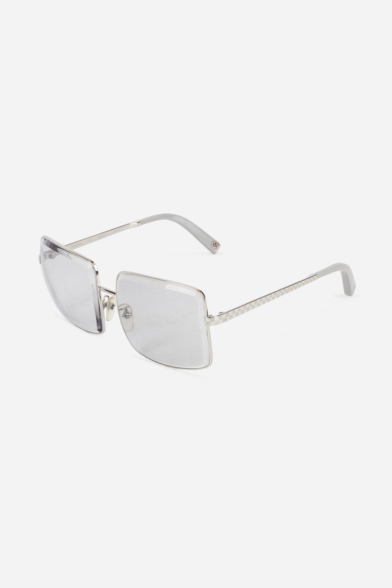 Clear Damier Wire Frame Square Sunglasses
