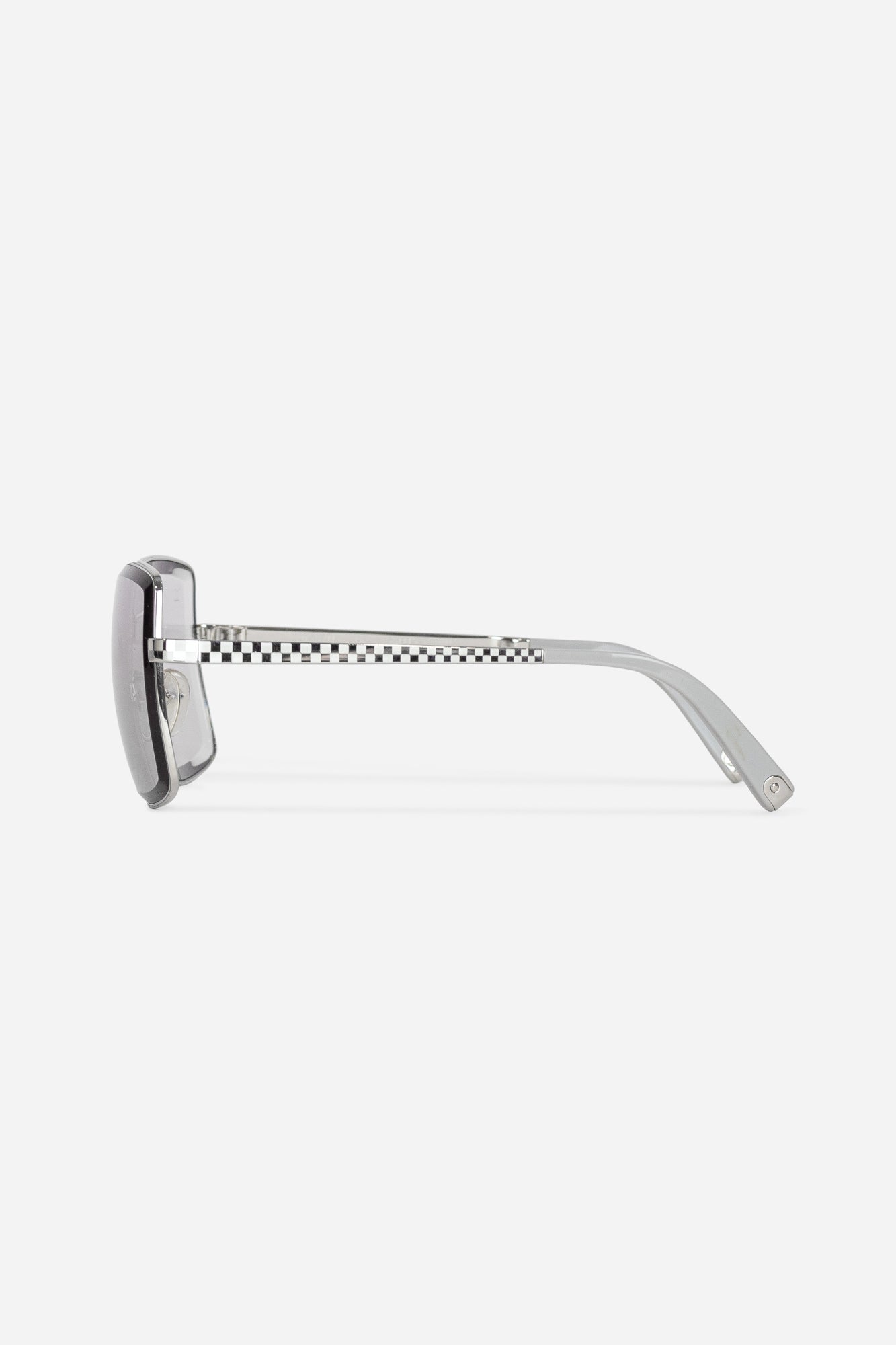 Clear Damier Wire Frame Square Sunglasses
