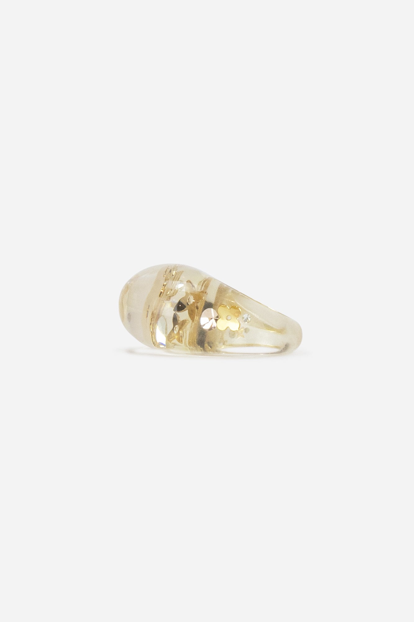 Clear Gold Monogram Inclusions Ring