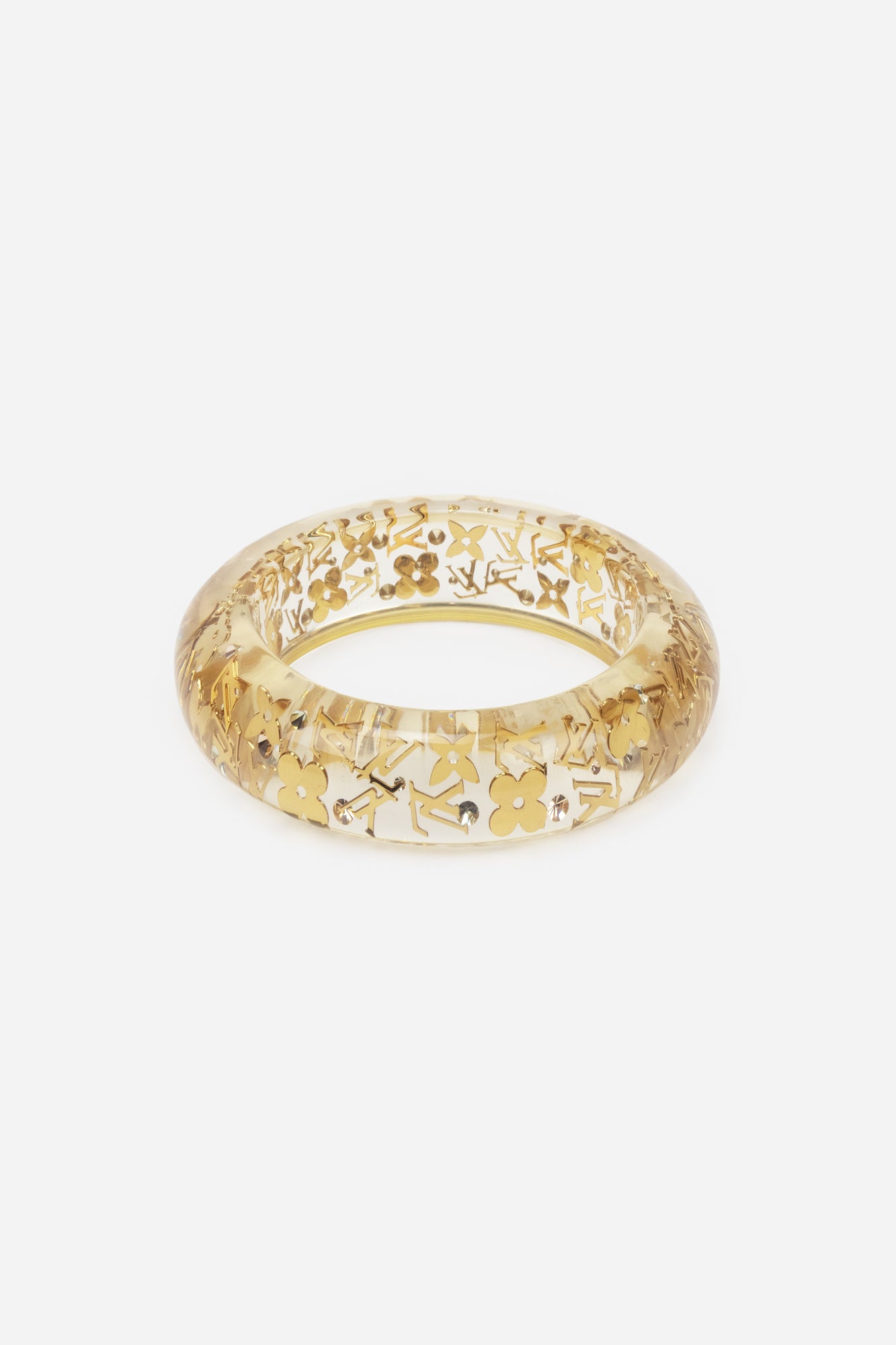 Clear Gold Monogram Inclusions Wide Bracelet