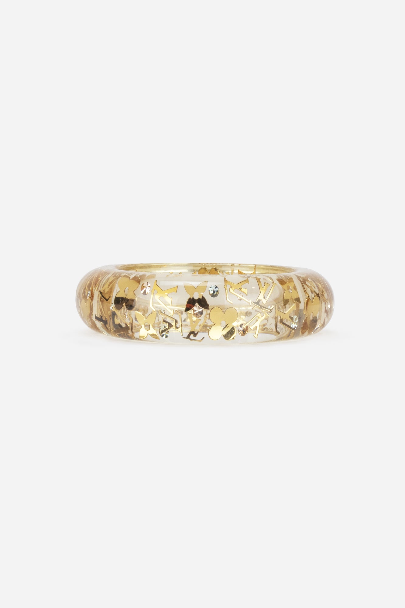 Clear Gold Monogram Inclusions Wide Bracelet