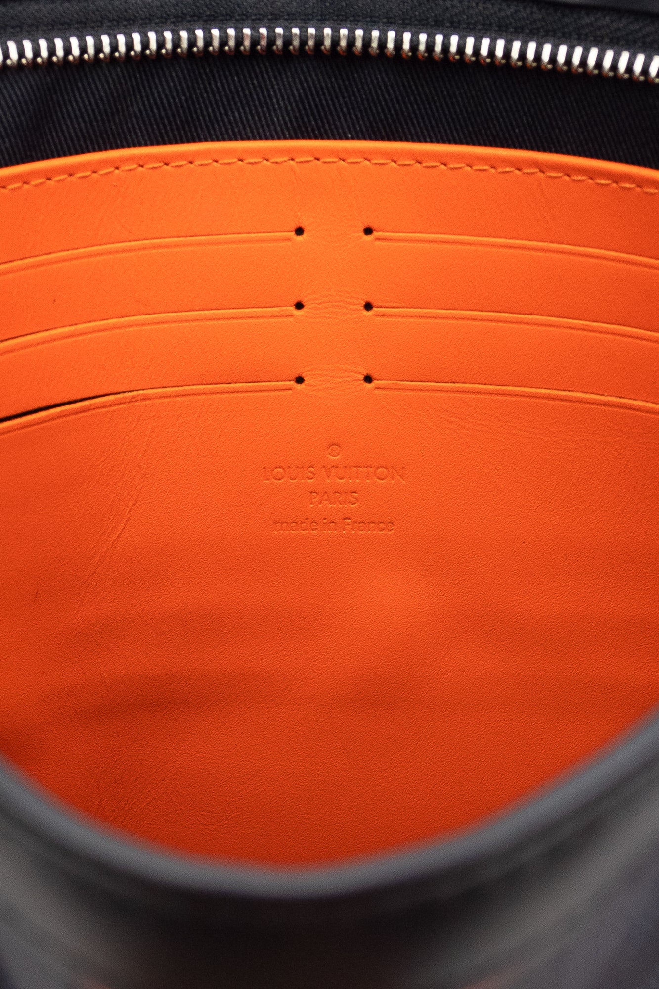 Damier Cobalt and Orange Race Pochette MM