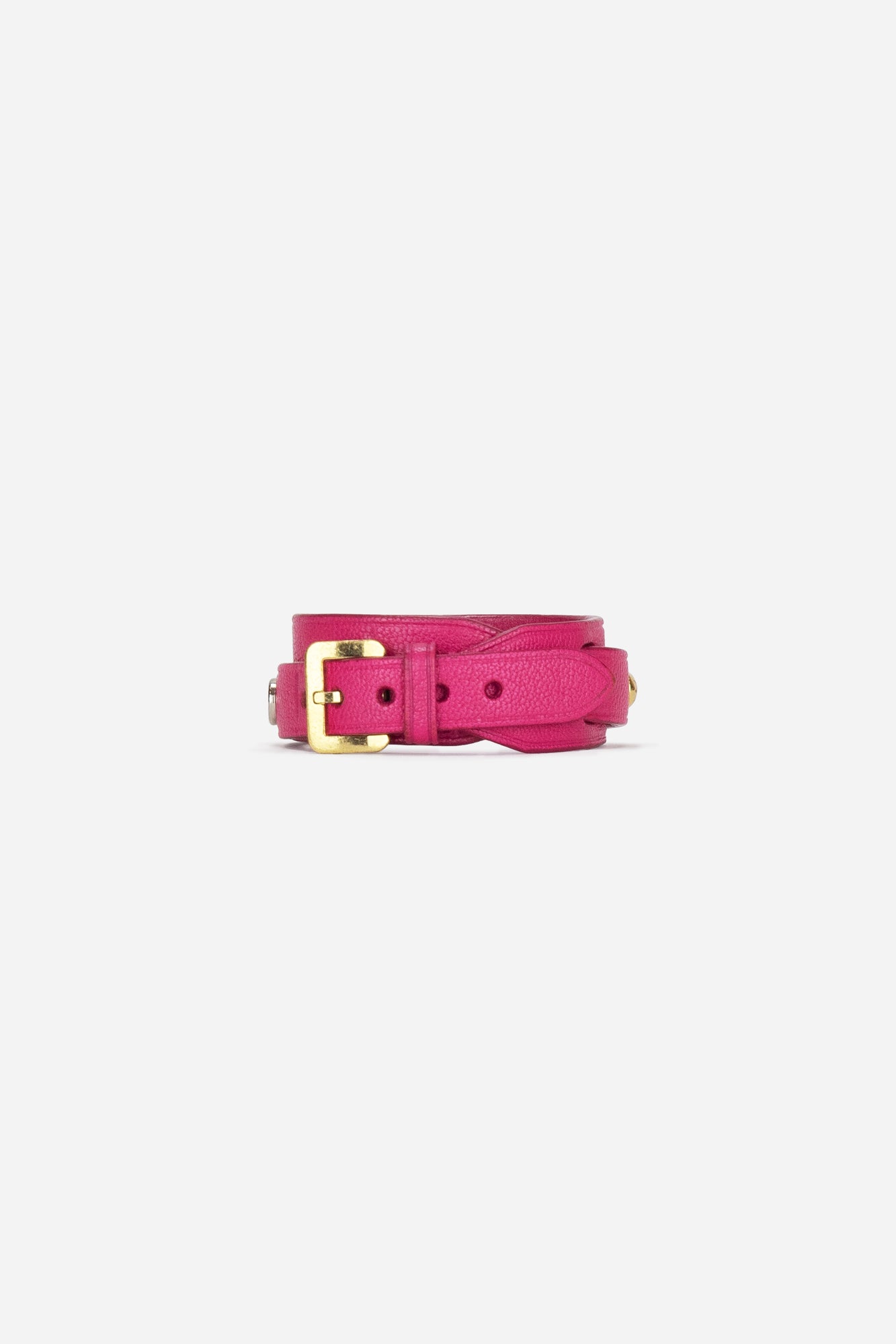 Pink Leather Spike It Bracelet
