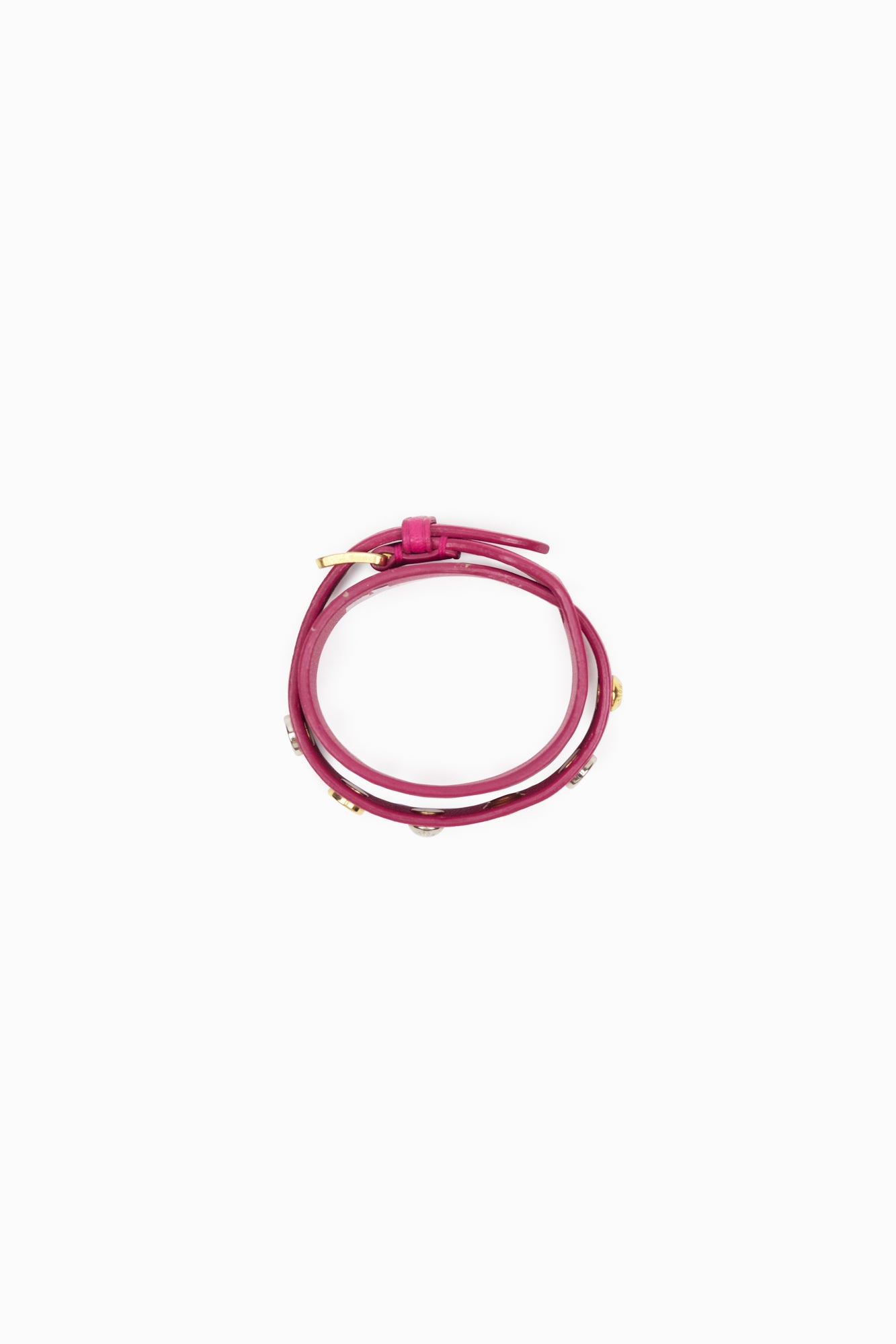 Pink Leather Spike It Bracelet