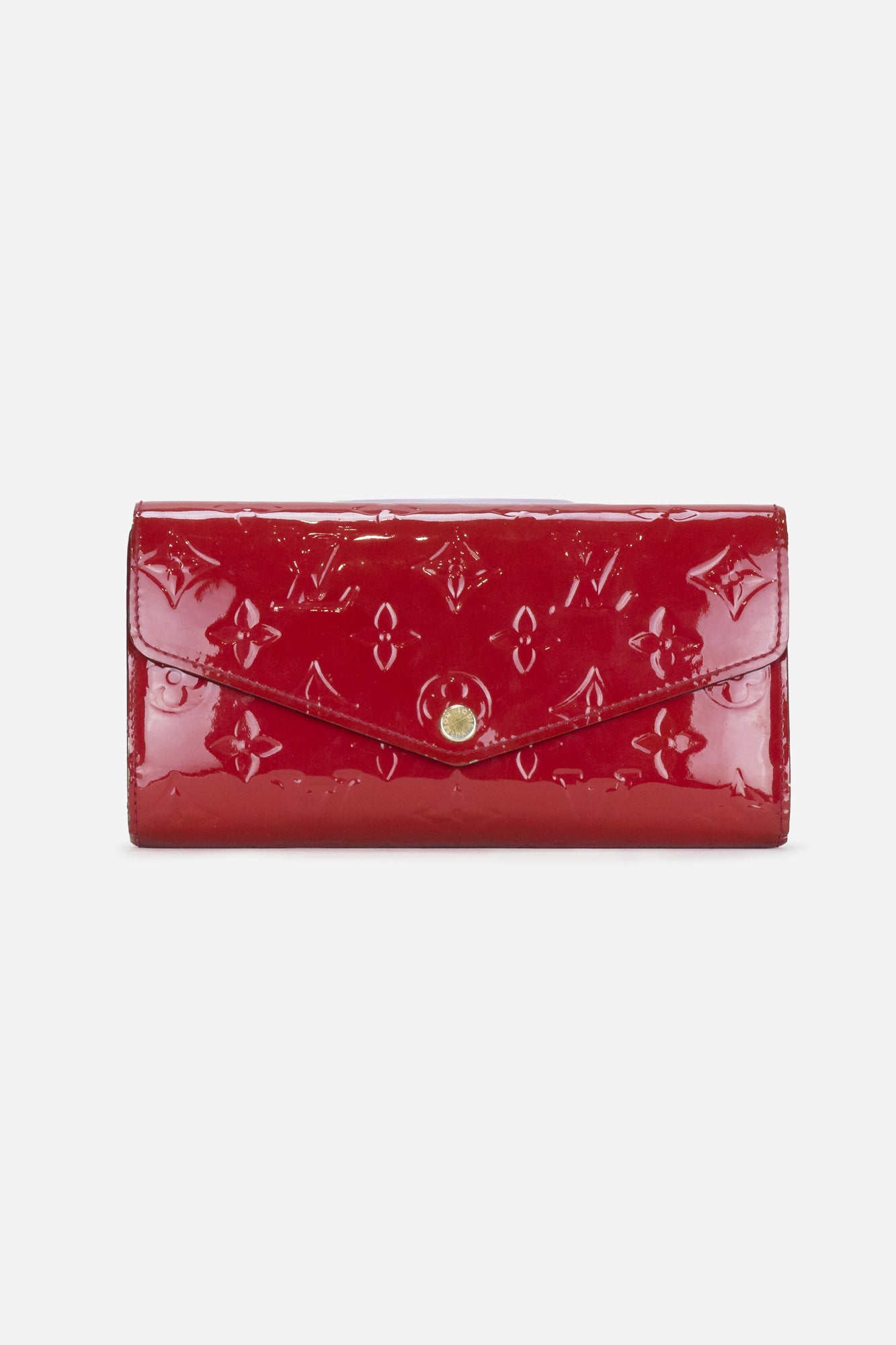 Red Leather Monogram Sarah Wallet