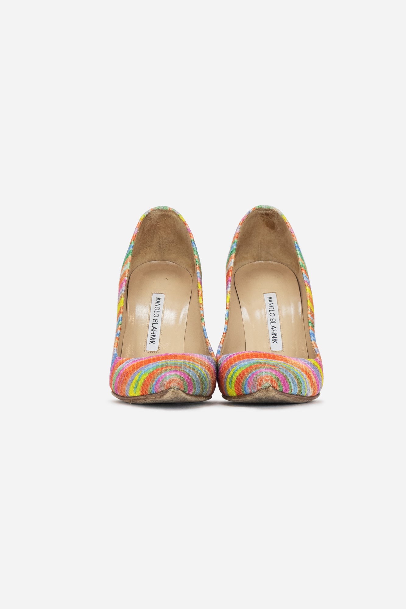 Multi Rainbow Printed Fabric BB Pumps