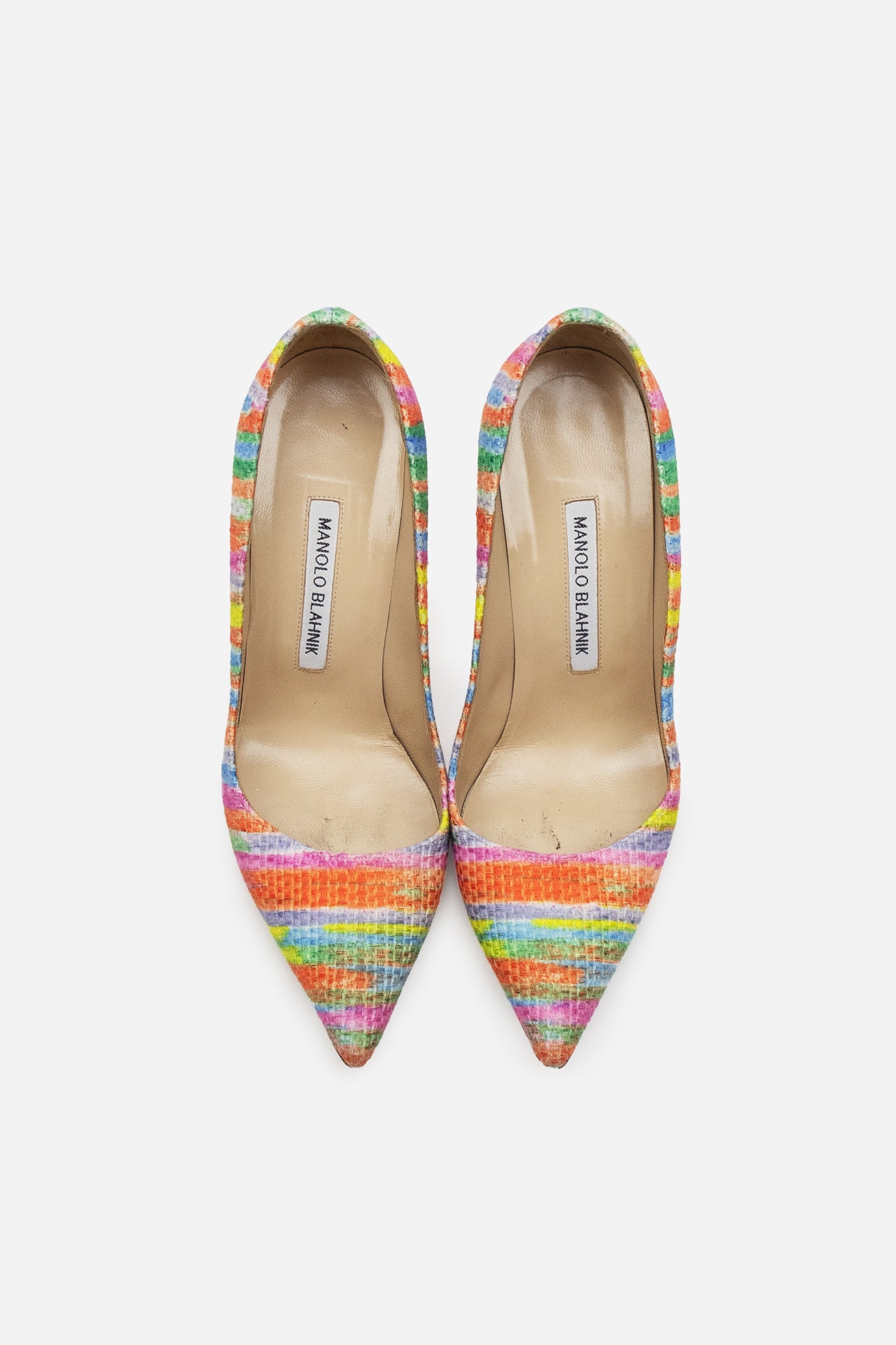 Multi Rainbow Printed Fabric BB Pumps