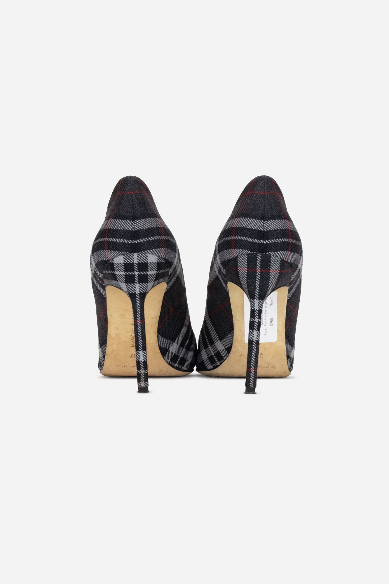 Pattern Plaid Print Pointed Toe Pump