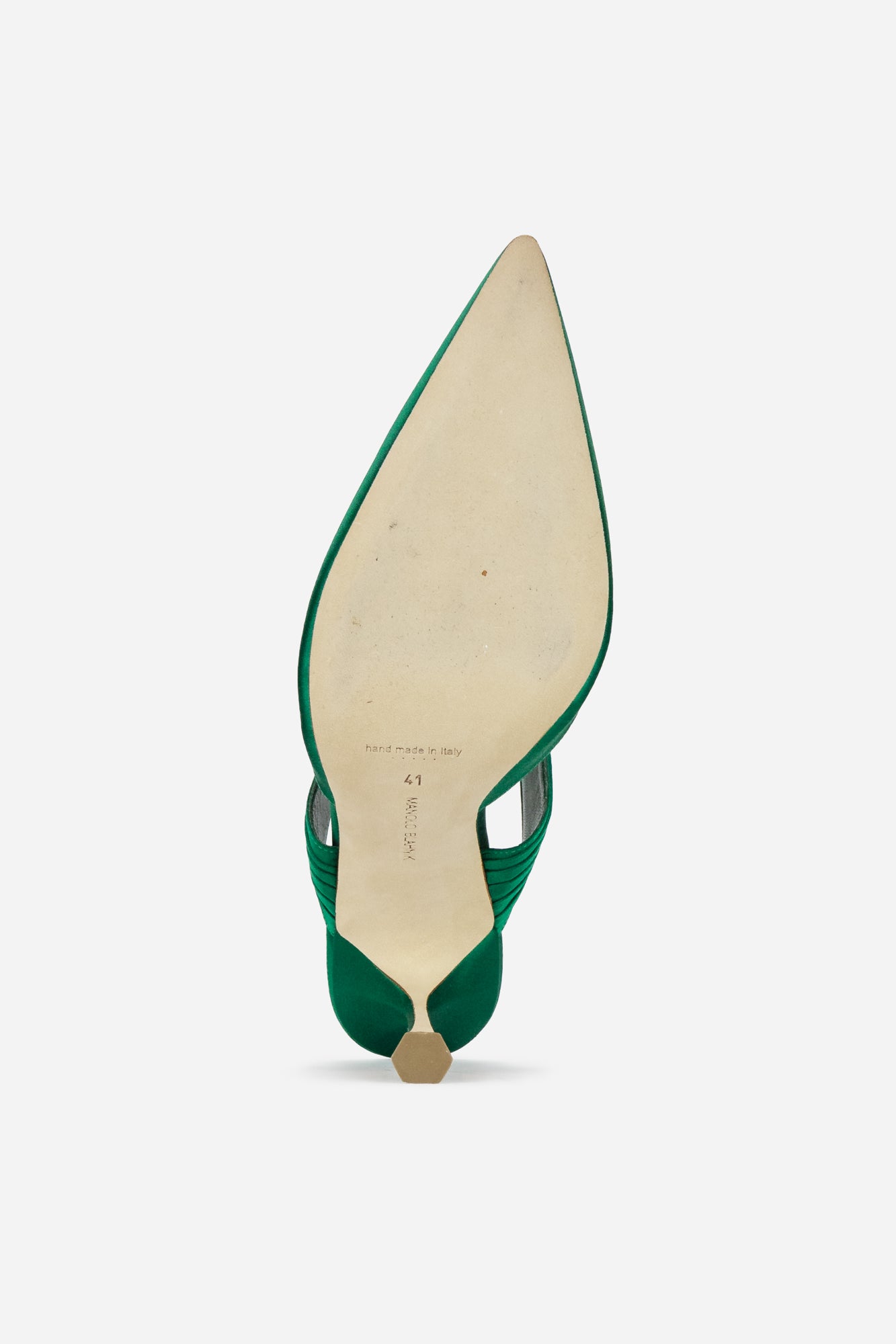 Satin Green Embellished Lurum Heeled Mules