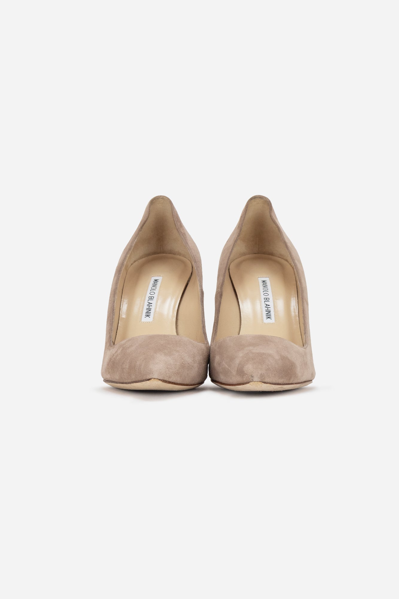 Beige Suede Pointed Toe Pumps