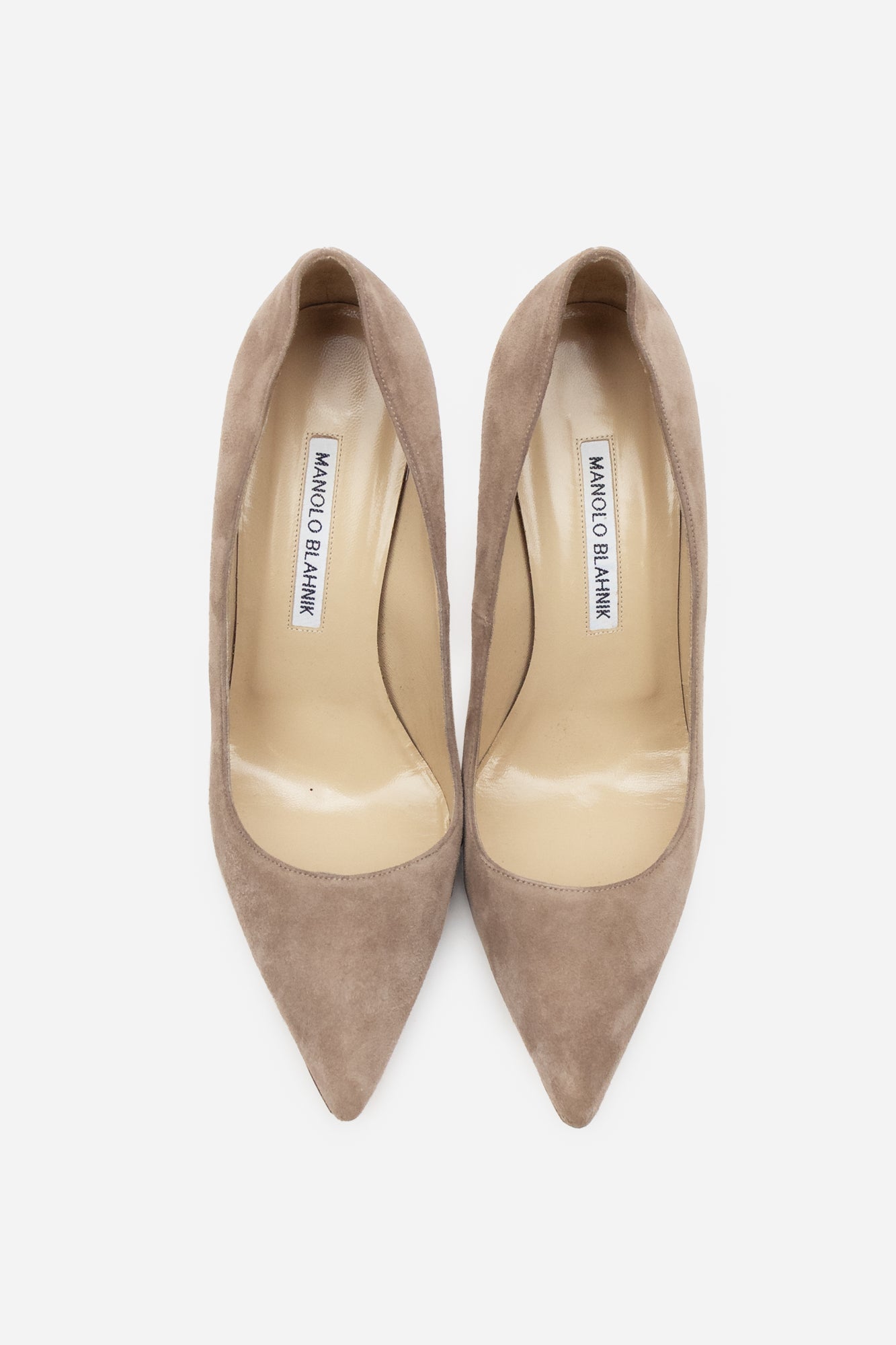 Beige Suede Pointed Toe Pumps