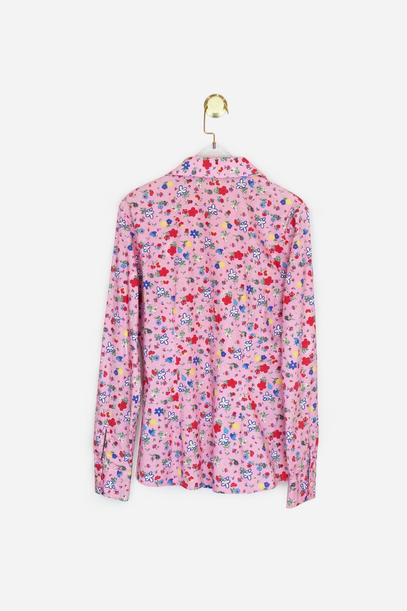 Pink Floral Print Button Up Shirt