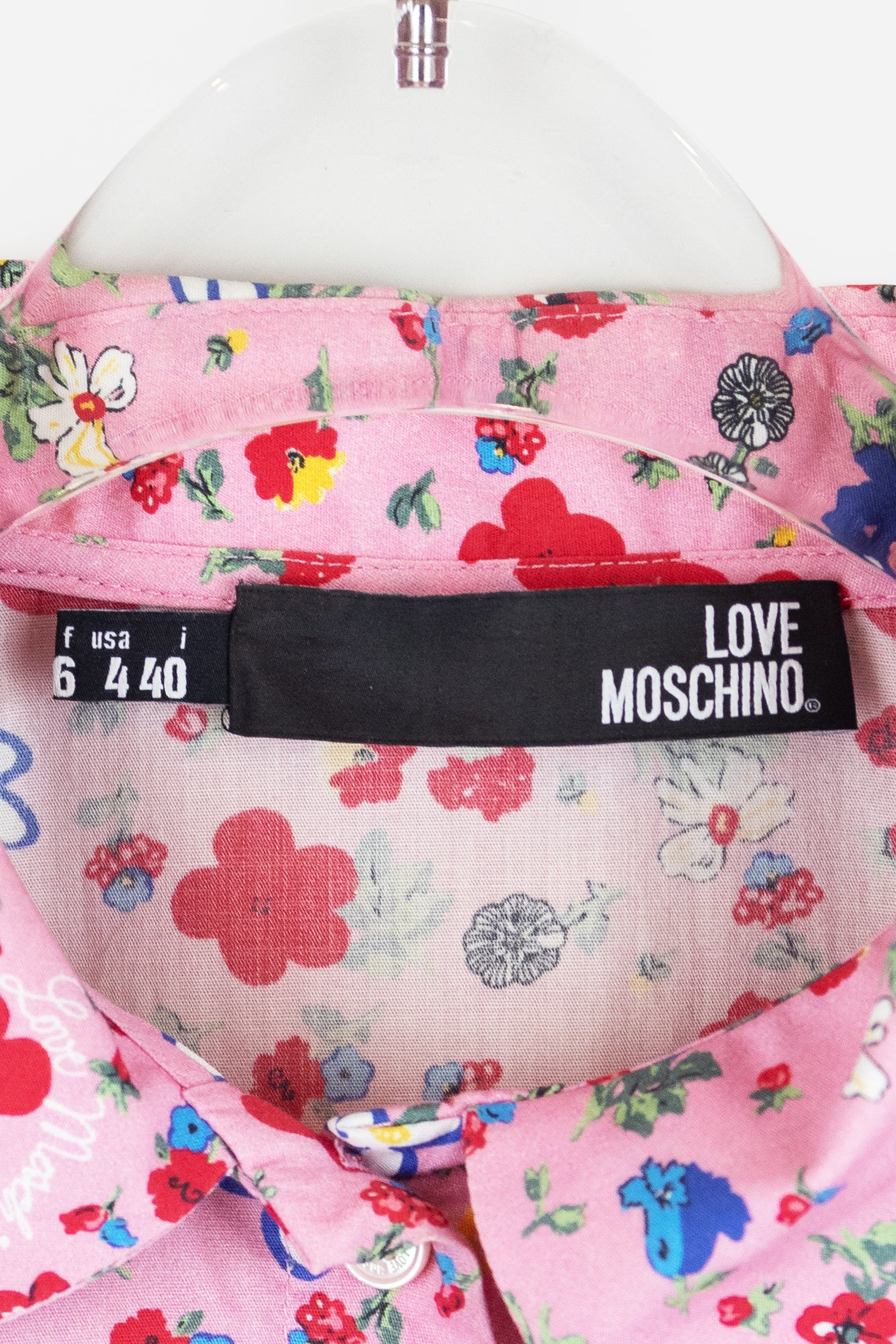 Pink Floral Print Button Up Shirt