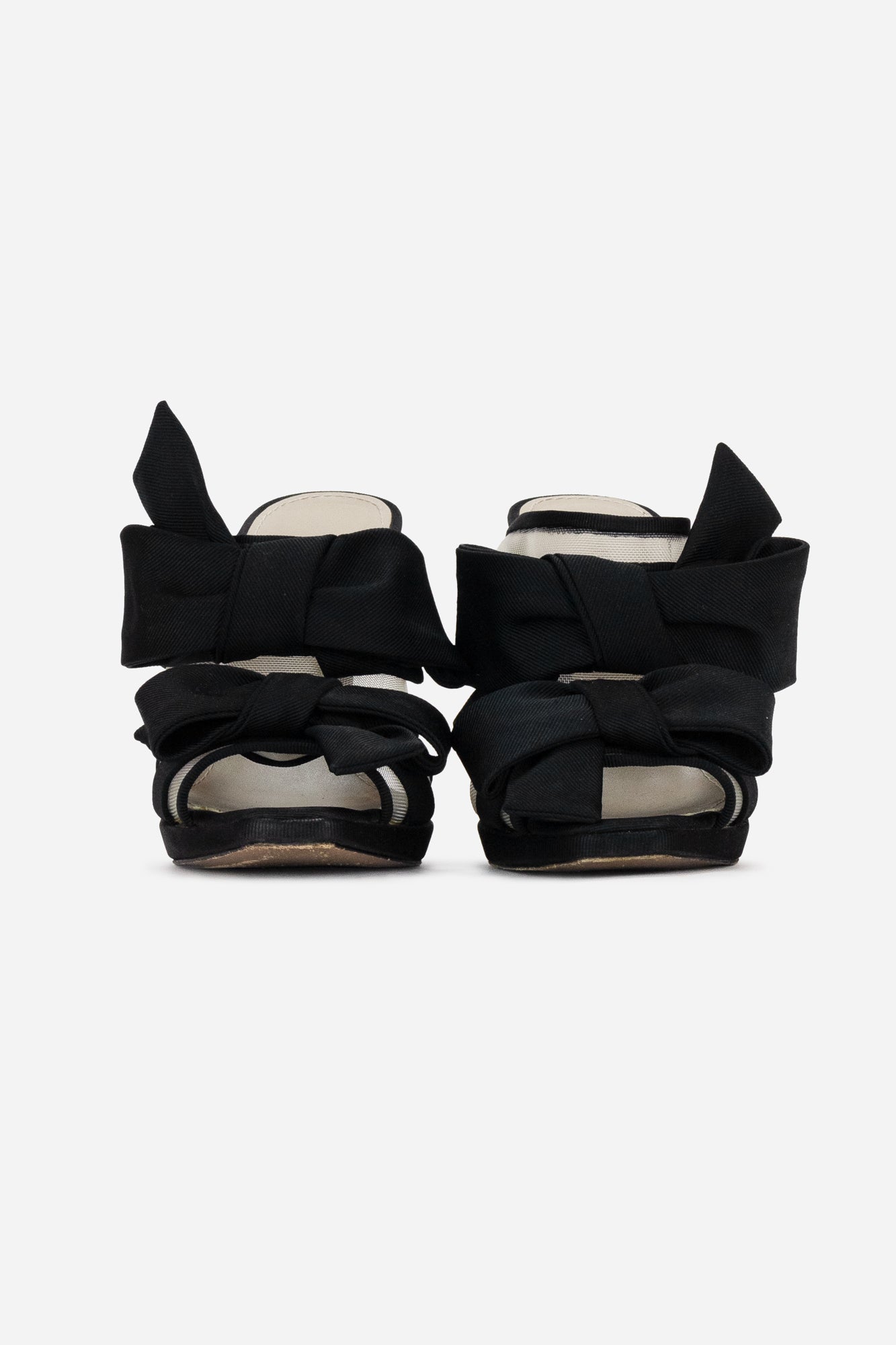 Black Mesh Bow Mule Sandal