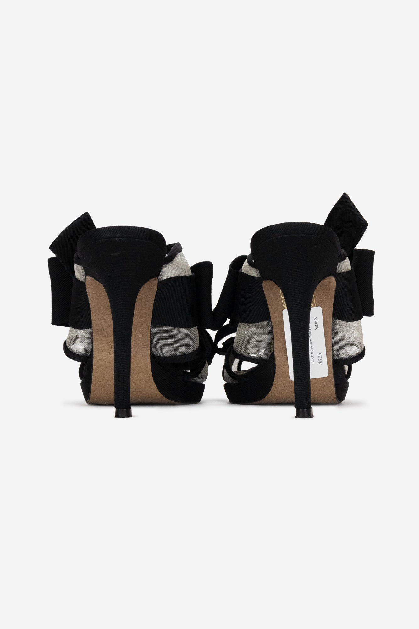 Black Mesh Bow Mule Sandal