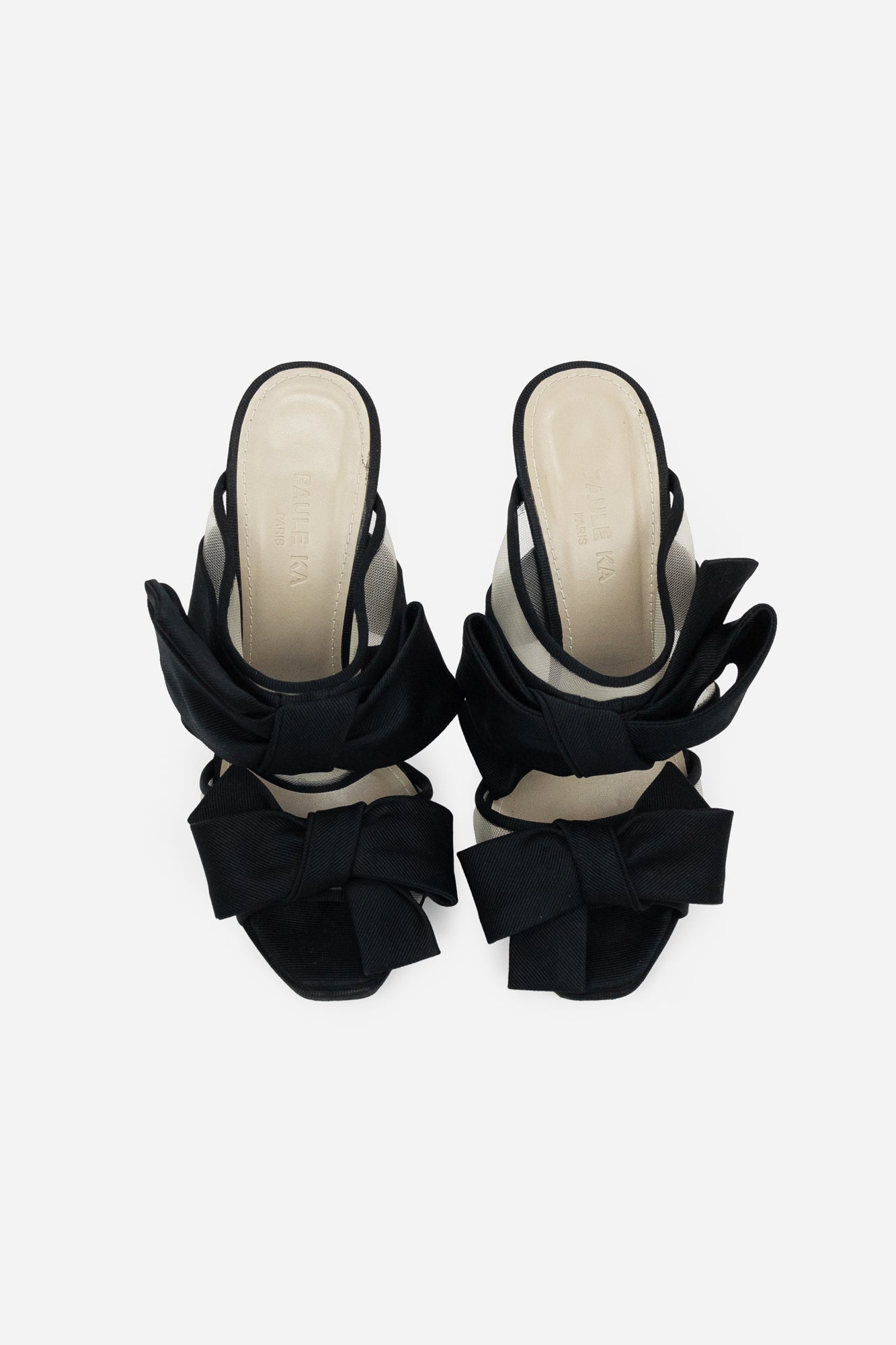 Black Mesh Bow Mule Sandal