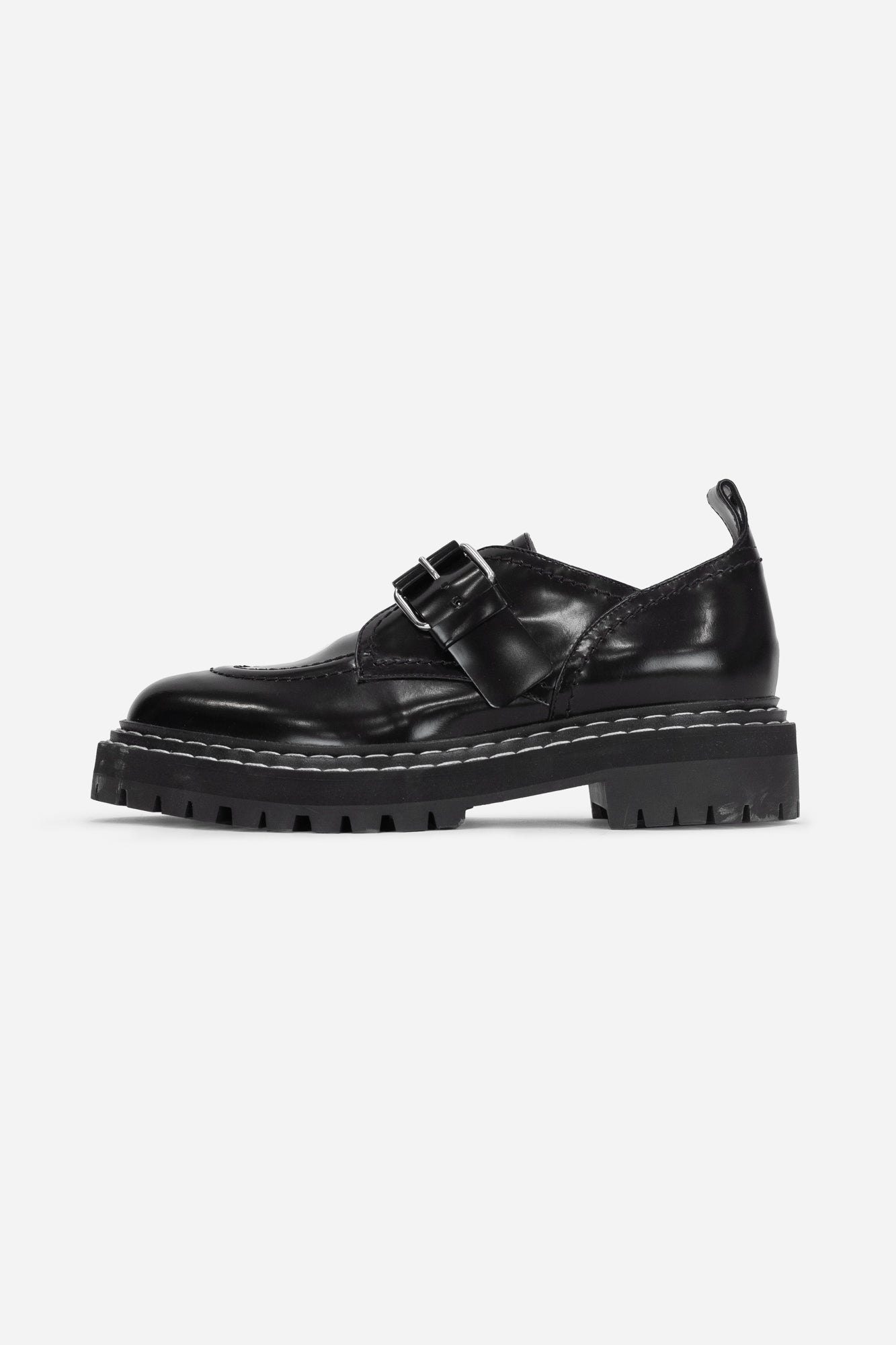 Black Buckles Chunky Loafer Silver HardWare