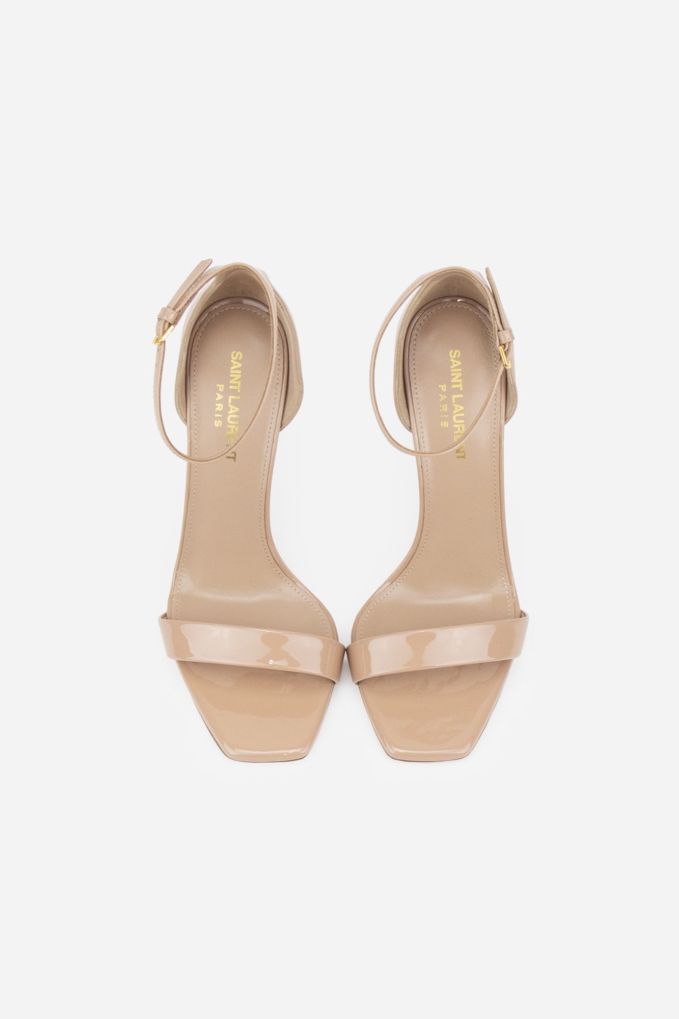 Nude Patent Leather Amber Heeled Sandals 100mm