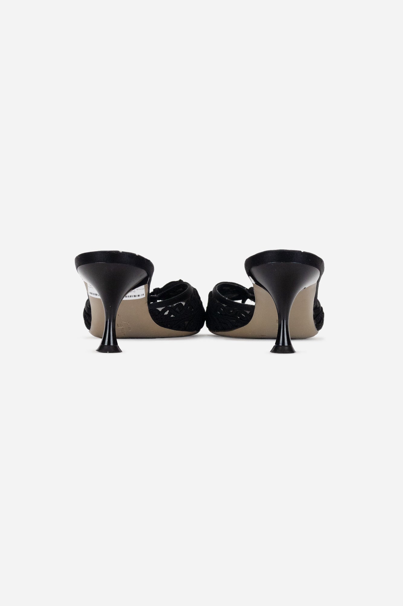 Black Embroided Kitten Heel Sandals