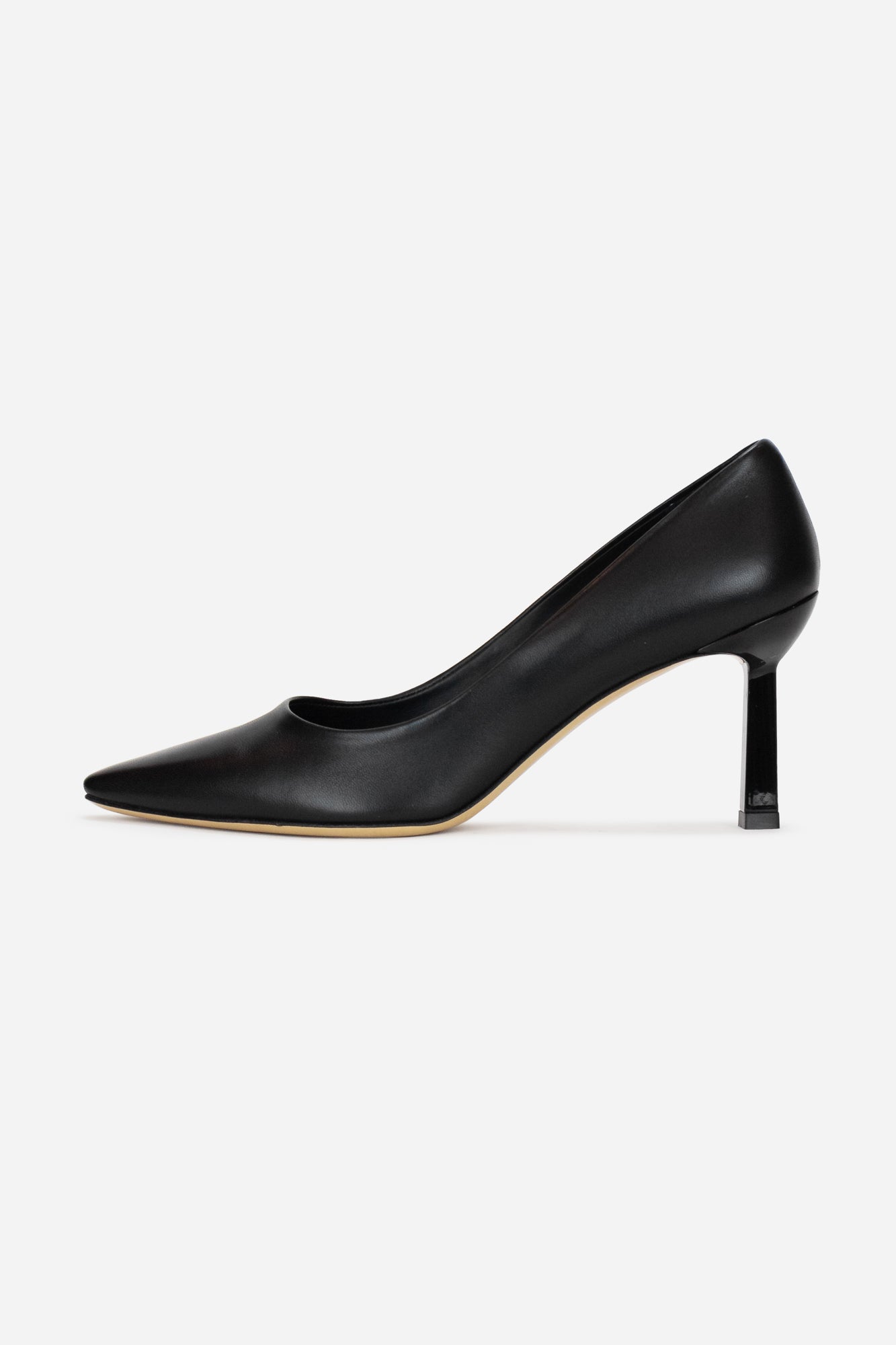 Black Leather Square Heel Pump