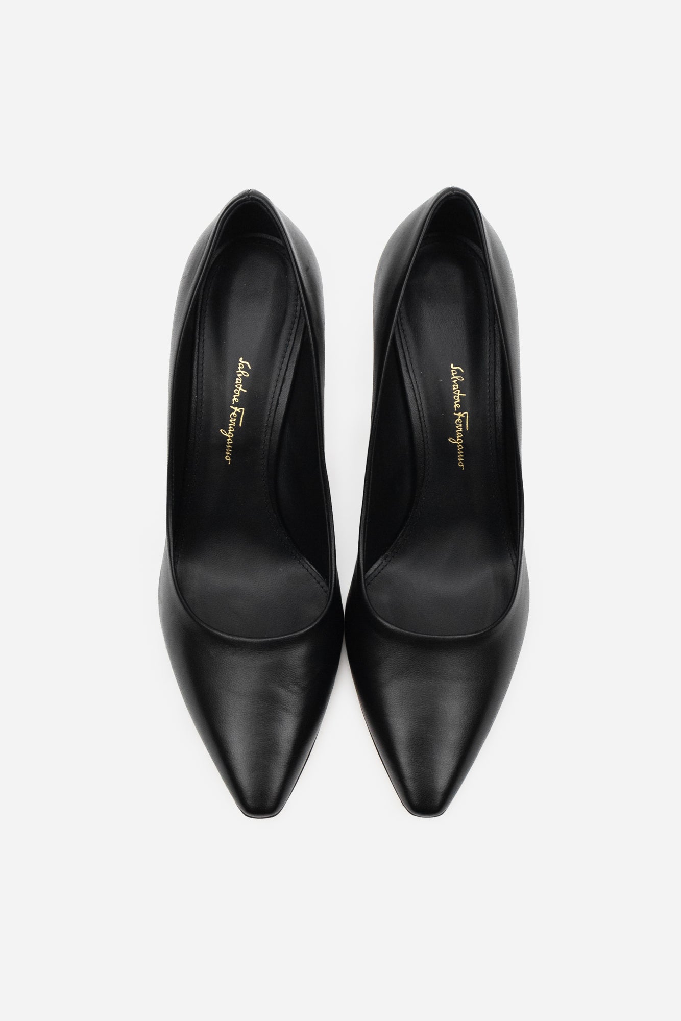 Black Leather Square Heel Pump