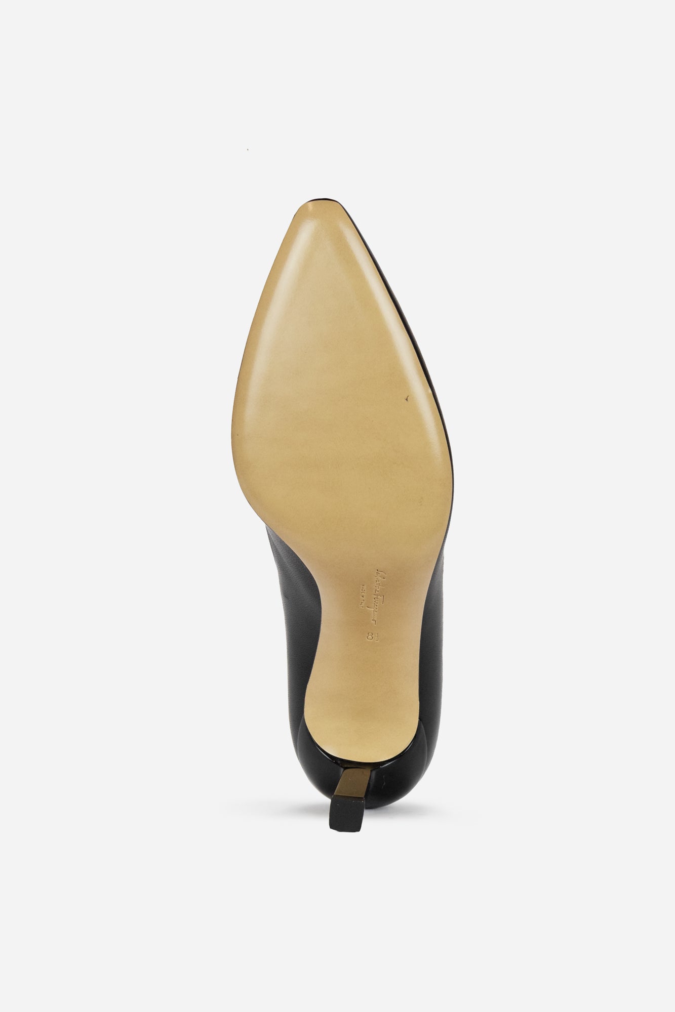 Black Leather Square Heel Pump