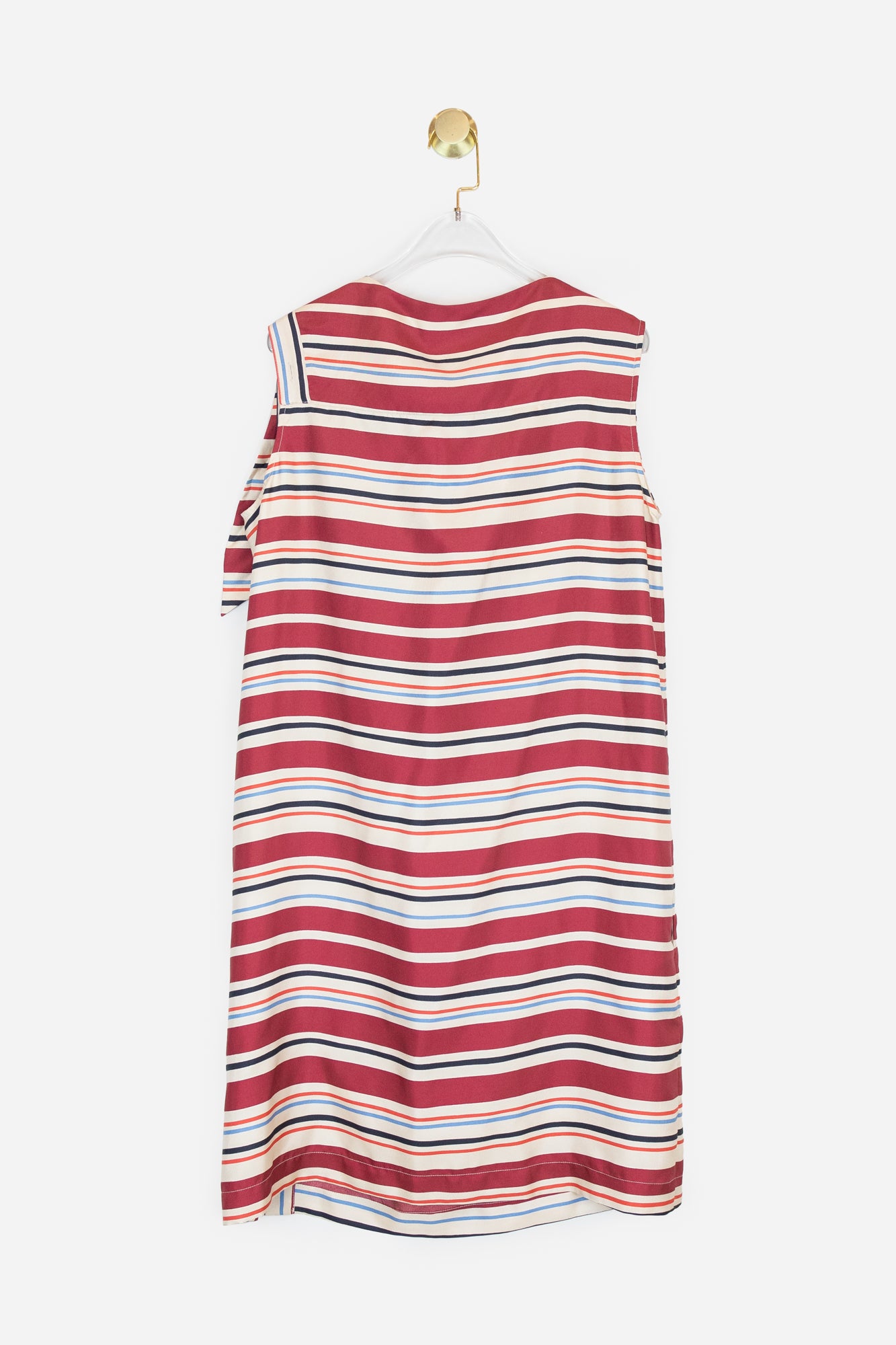 Maroon Striped Silk Dress