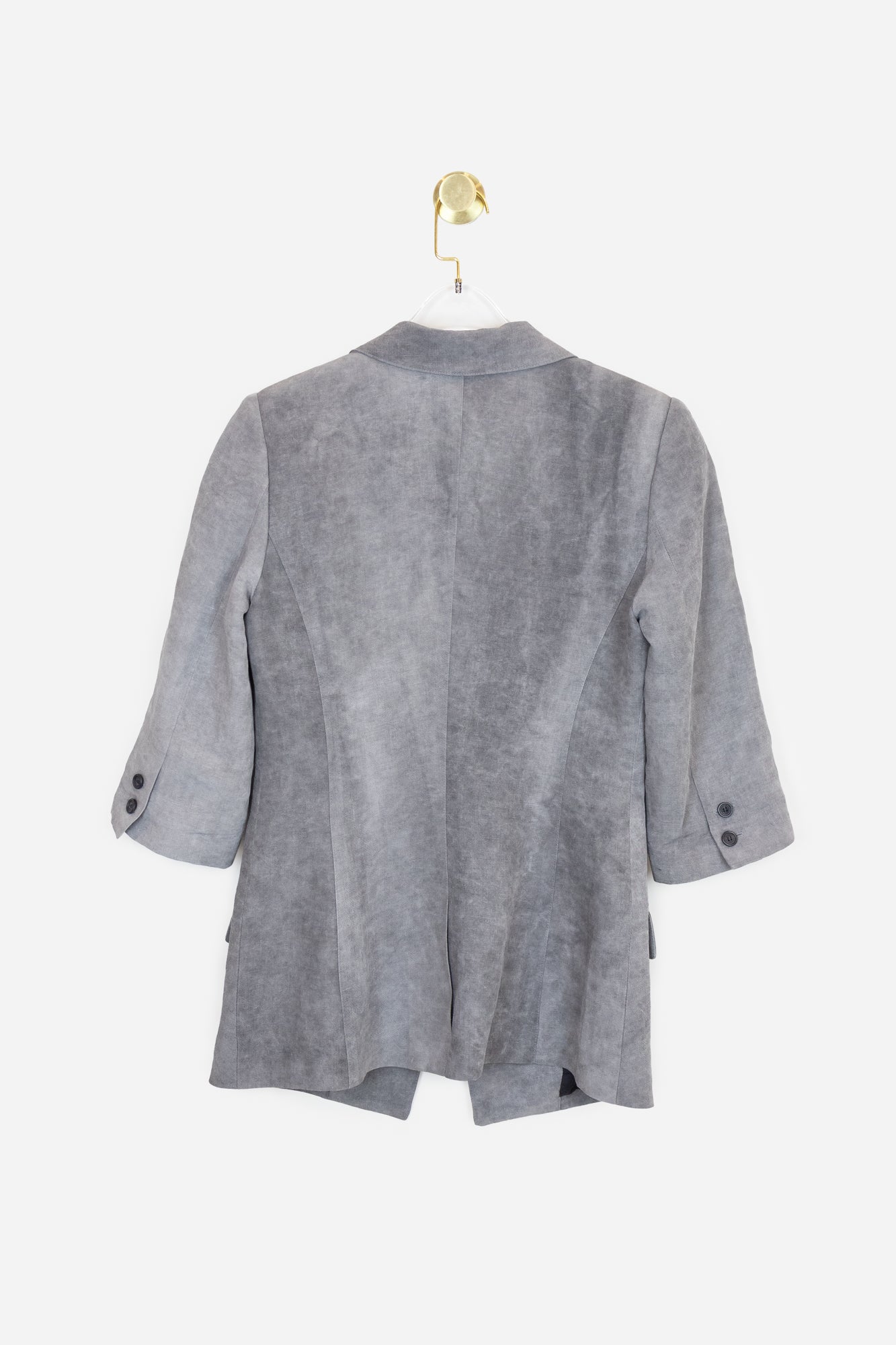 Grey Linen Three Quarter Sleeve Blazer